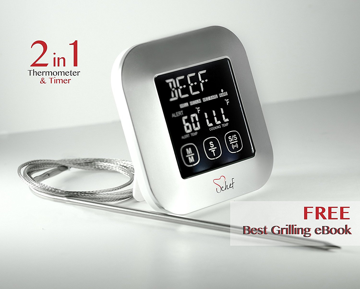 **Digital Meat Thermometer with Timer - Oven, BBQ, Grill & Smoker Safe - Instant Read Fahrenheit Cooking Thermometer for Perfect Steak, Turkey, Chicken & More (Ideal for Home Chefs & Outdoor Cooking)**