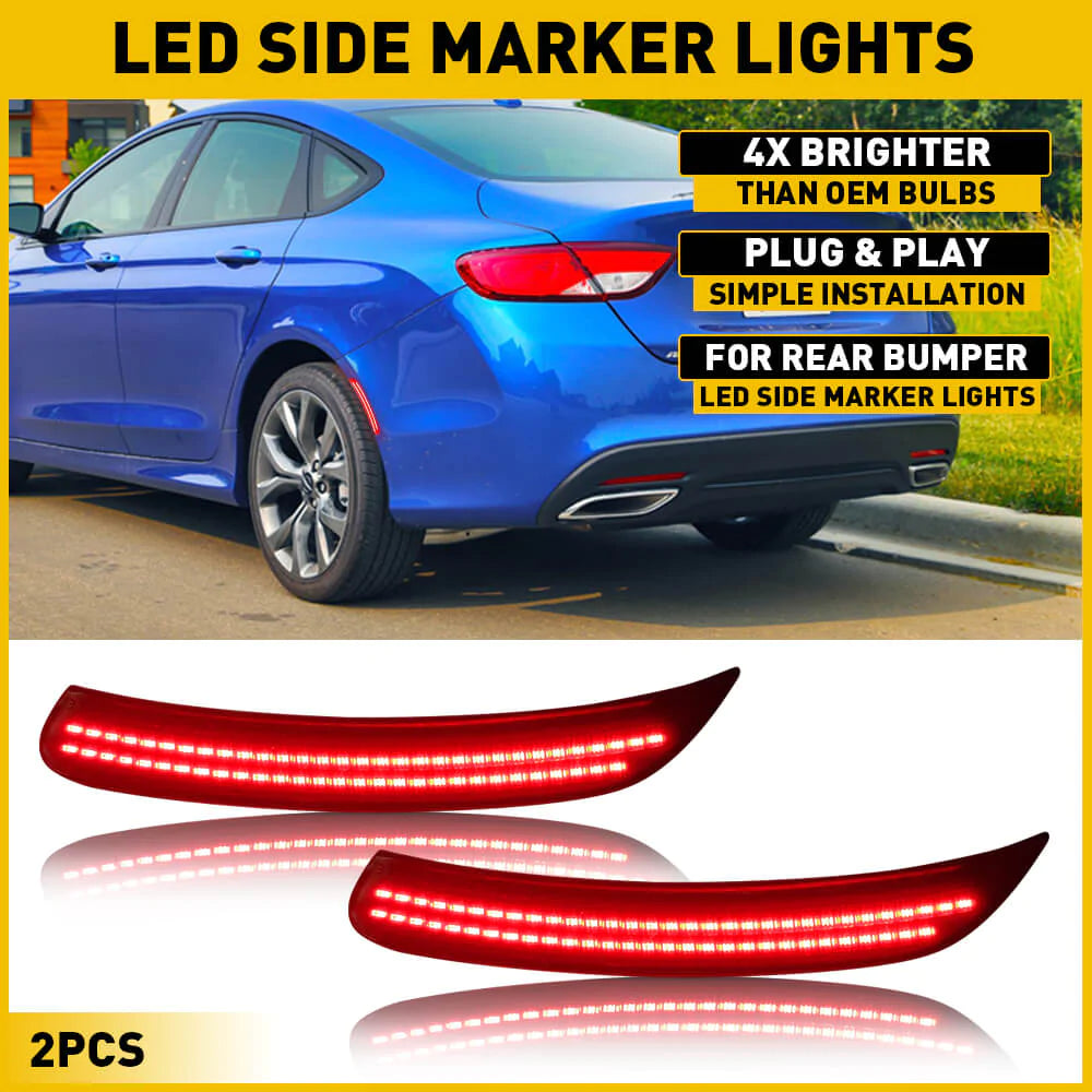 Smoked Shell Front & Rear Bumper LED Side Marker Lights for 2015-2017 Chrysler 200 - Durable Waterproof Design for Night Driving & Enhanced Vehicle Visibility