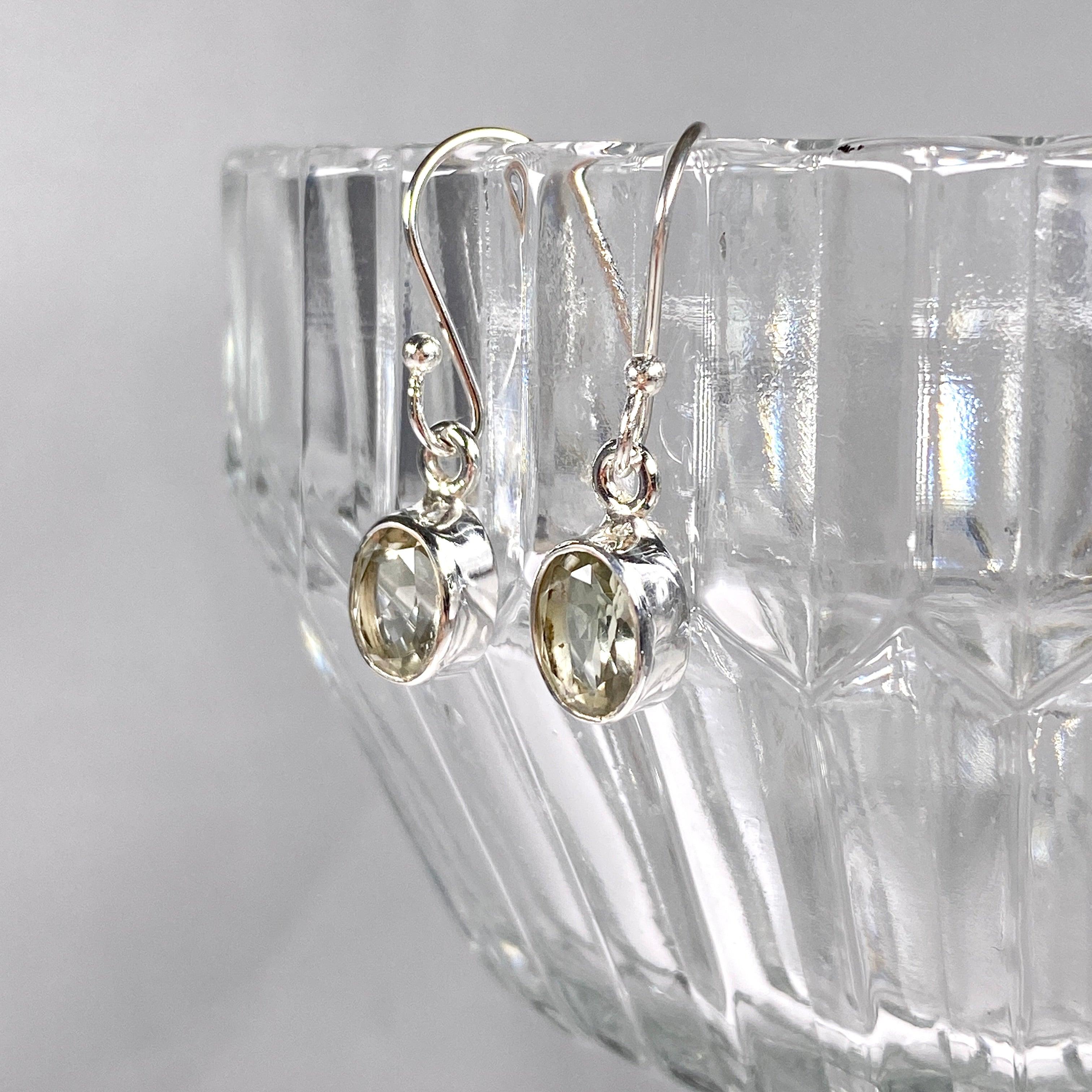 Prasiolite Petite Oval Faceted Earrings R2363 PRO - Elegant Green Gemstone Jewelry for Women, Perfect for Weddings, Parties & Everyday Wear