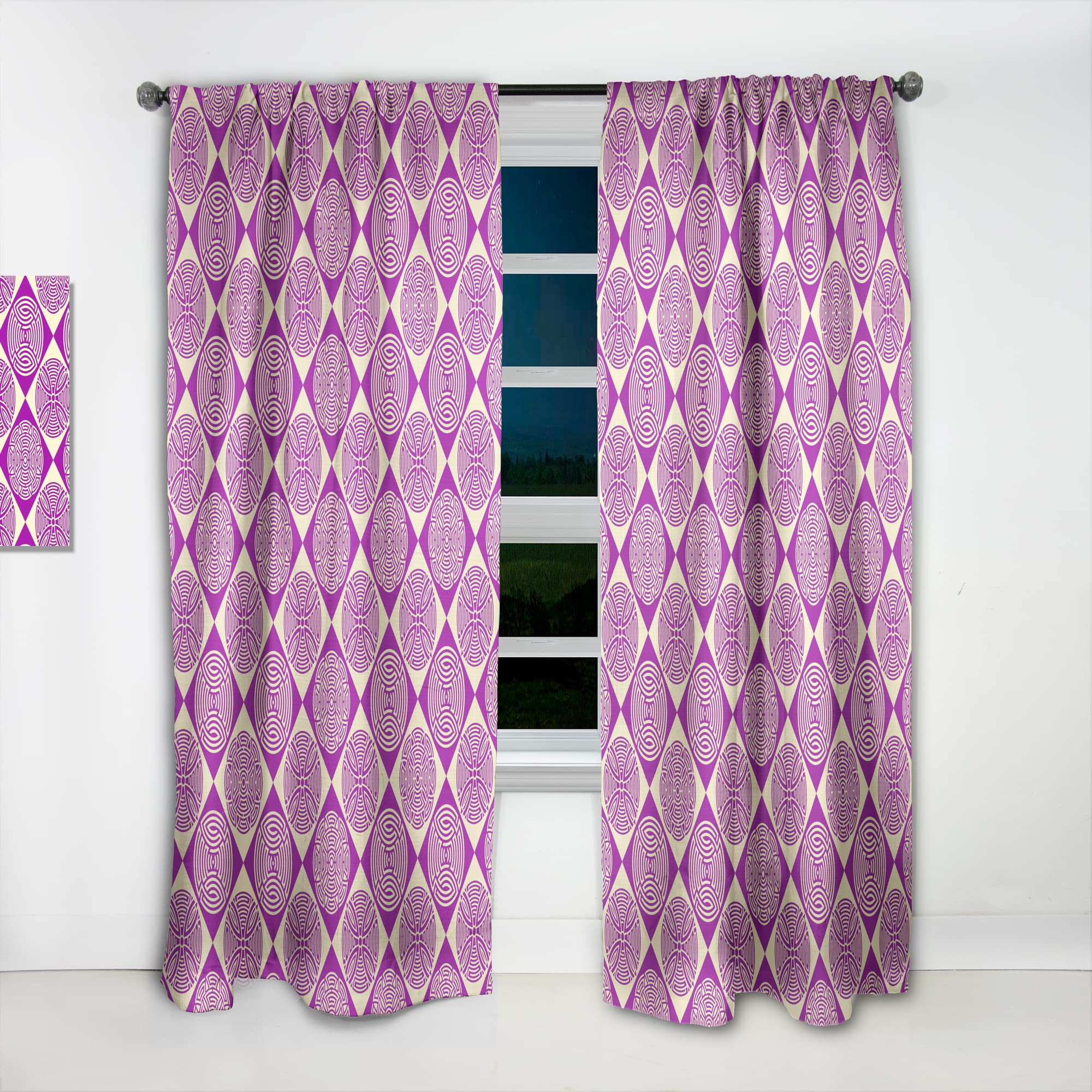 DesignQ Retro Abstract Pattern Thermal Insulated Curtains - Single Panel 52x120 - Blackout Drapes for Bedroom & Living Room - Perfect for Home Decor & Light Control
