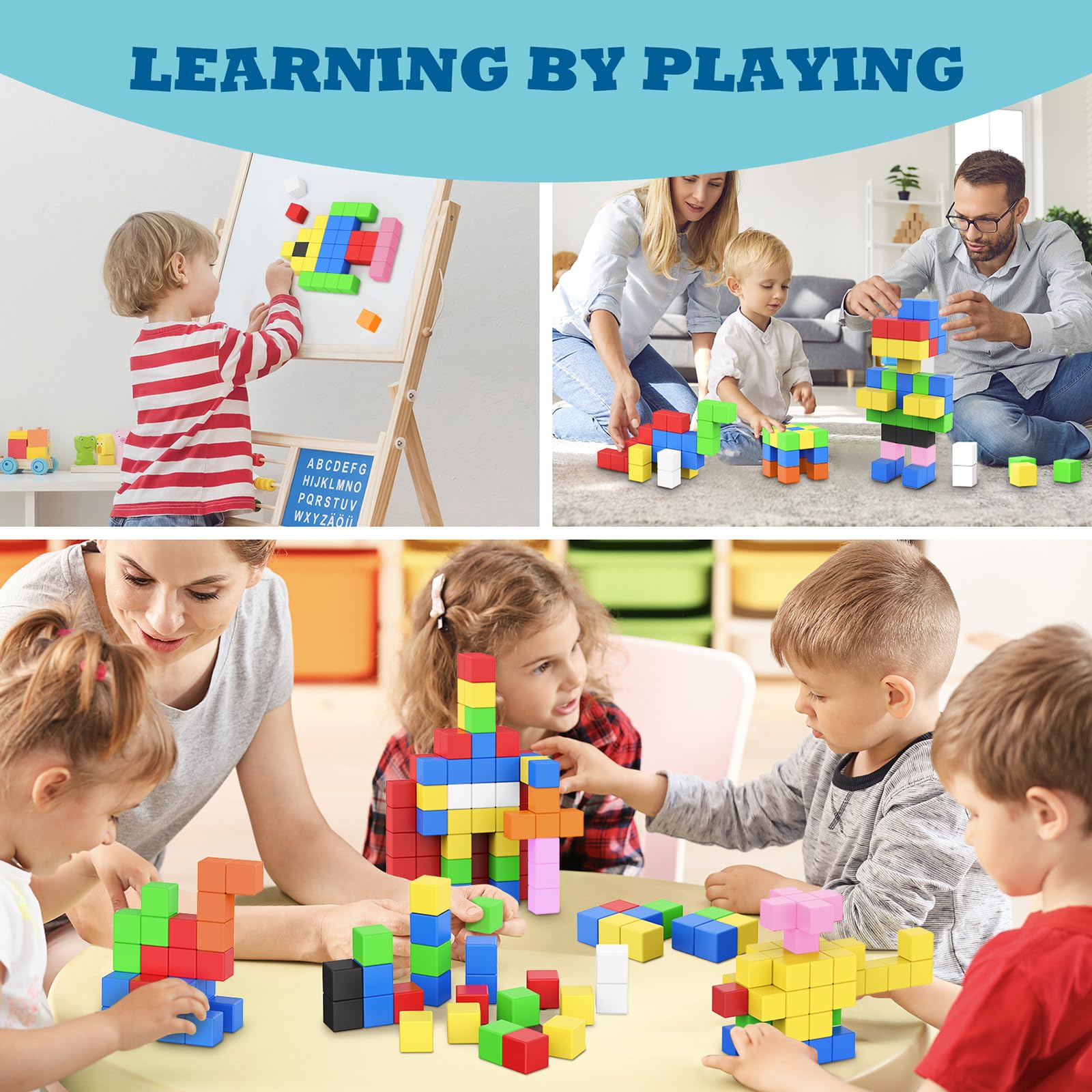 ROMDS 64 PCS Magnetic Building Blocks for Toddlers 3-8 Years - STEM Sensory Toys for Kids Indoor Play