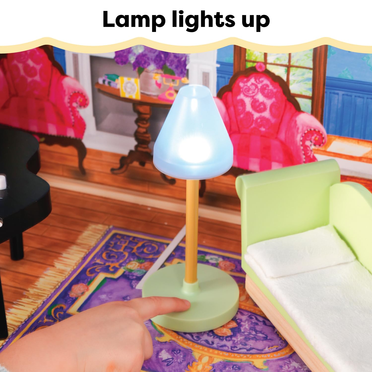 KidKraft My Dreamy Wooden Dollhouse with Lights & Sounds - 3-Story Wooden Doll House with Elevator, 14 Accessories - Perfect Gift for Girls Ages 3+ | Pretend Play, Imaginative Play, Birthday Gift Idea