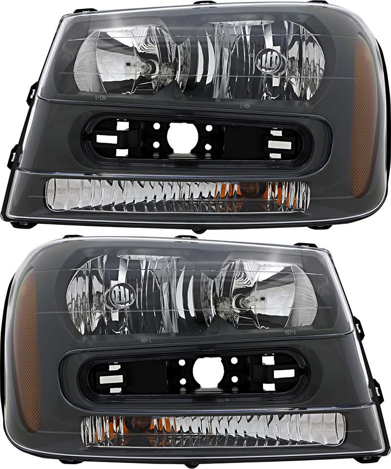 Chevrolet Chevy Trailblazer Headlights Lamps Set - Halogen Replacement for Driver & Passenger Side (2002-2009 Models) - Perfect for Night Driving & Off-Road Adventures