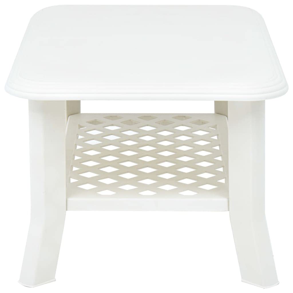 Modern White Plastic Coffee Table with Storage Shelf - 35.4