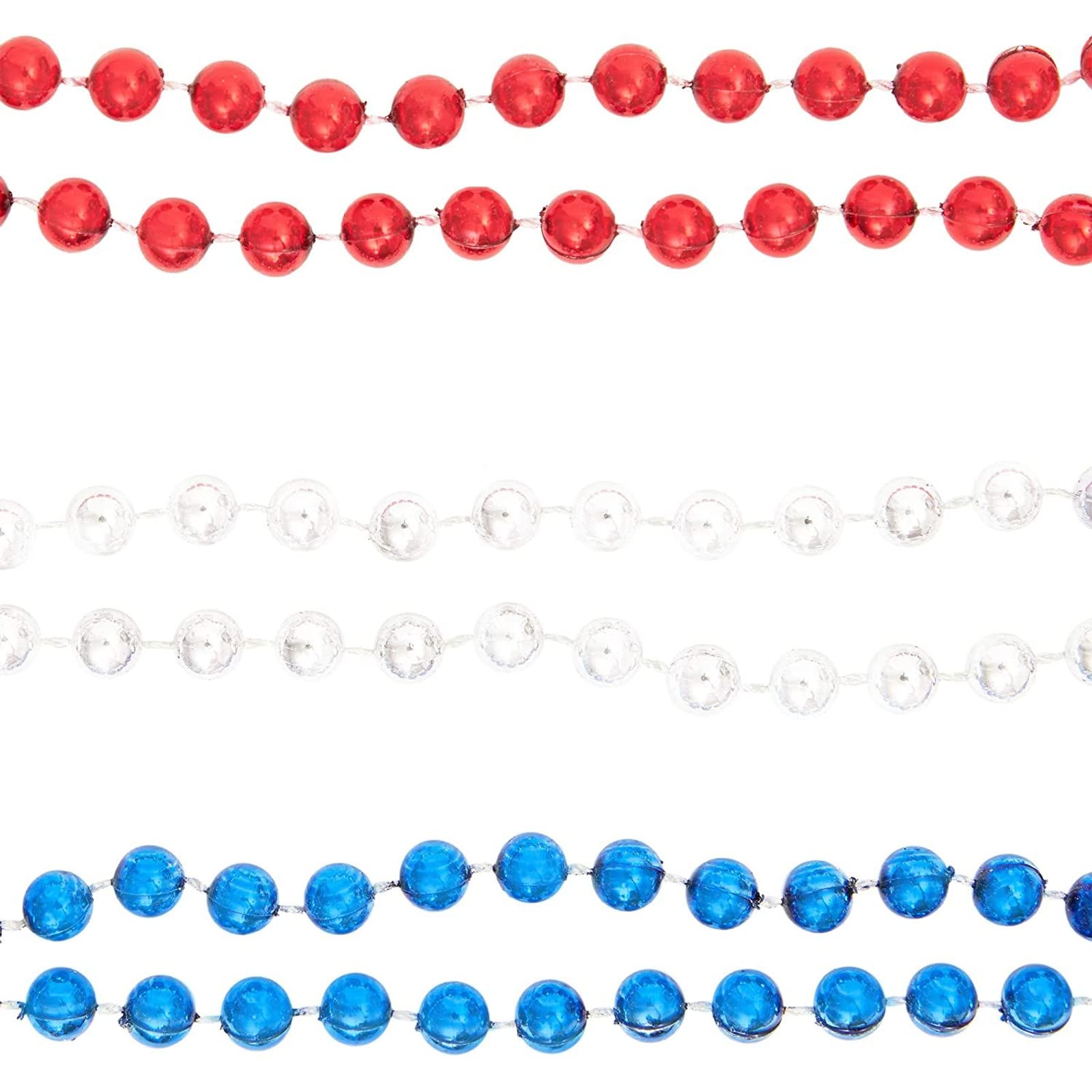 Sparkle and Bash Patriotic Beaded Necklaces - 72 Pack for 4th of July Celebrations, Independence Day Party Favors, Red White & Blue Accessories for Parades, BBQs & Firework Shows