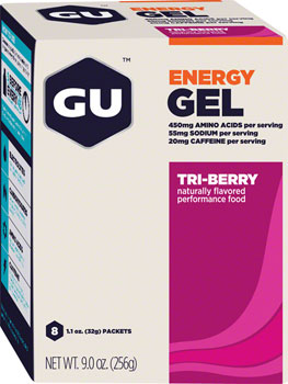 GU Energy Gel Tri Berry - Natural Energy Boost for Runners, Cyclists & Athletes - Fast-Acting Carbohydrate Fuel for Endurance Sports & Workouts