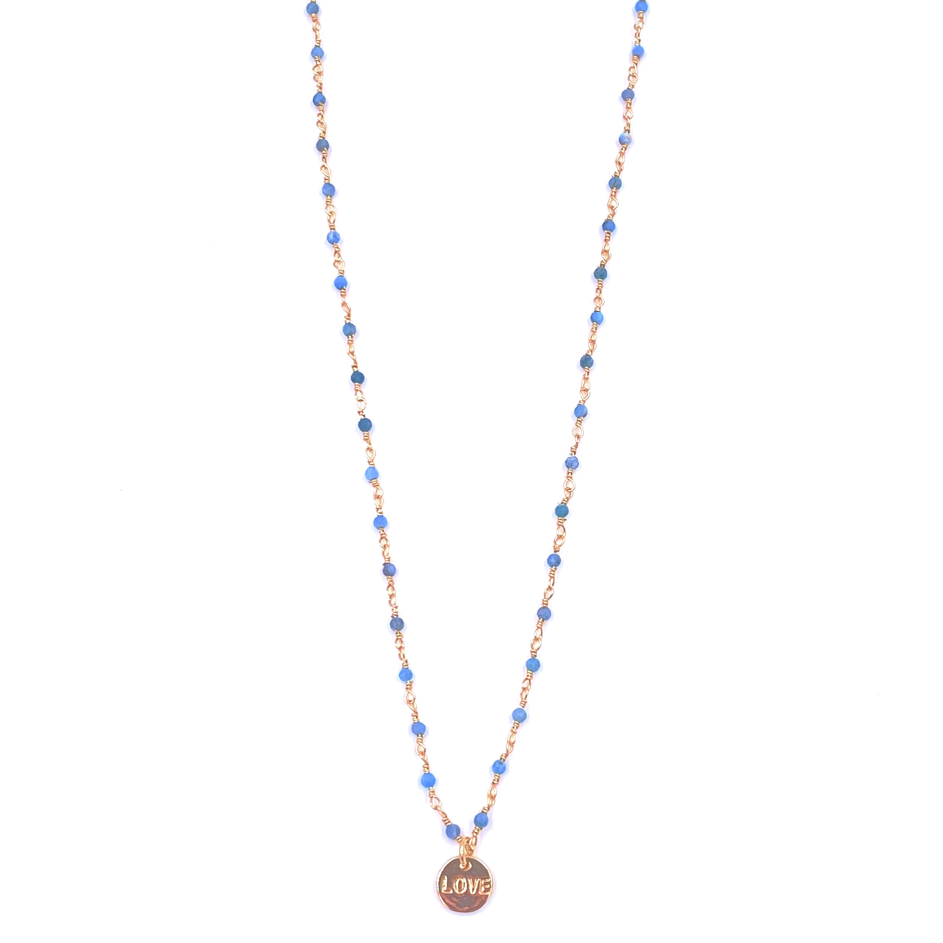 Ashley Gold Stainless Steel Gold Plated Beaded Chain Necklace with Love Charm - Elegant Jewelry Gift for Women, Perfect for Valentine's Day, Anniversary & Date Night
