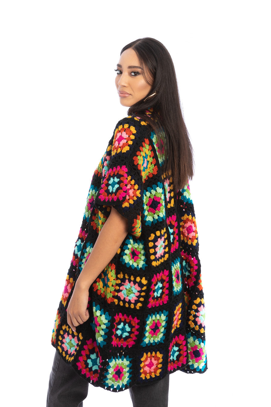 Crochet Square Short Kimono Cardigan - Lightweight Summer Cover Up for Women, Beach Boho Fashion, Perfect for Vacation, Poolside, and Outdoor Events