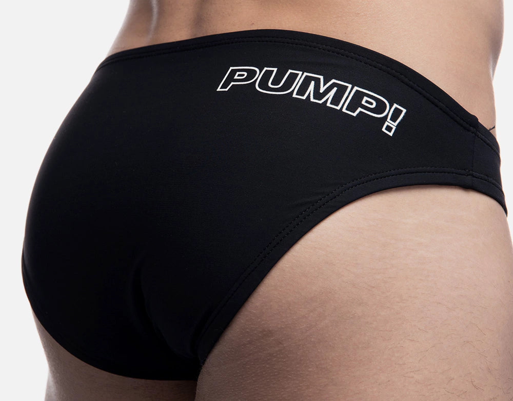 PUMP! Water Cheeky Swim Brief Black - High Waisted Bikini Bottoms for Women, Sexy Swimwear for Beach & Pool Party
