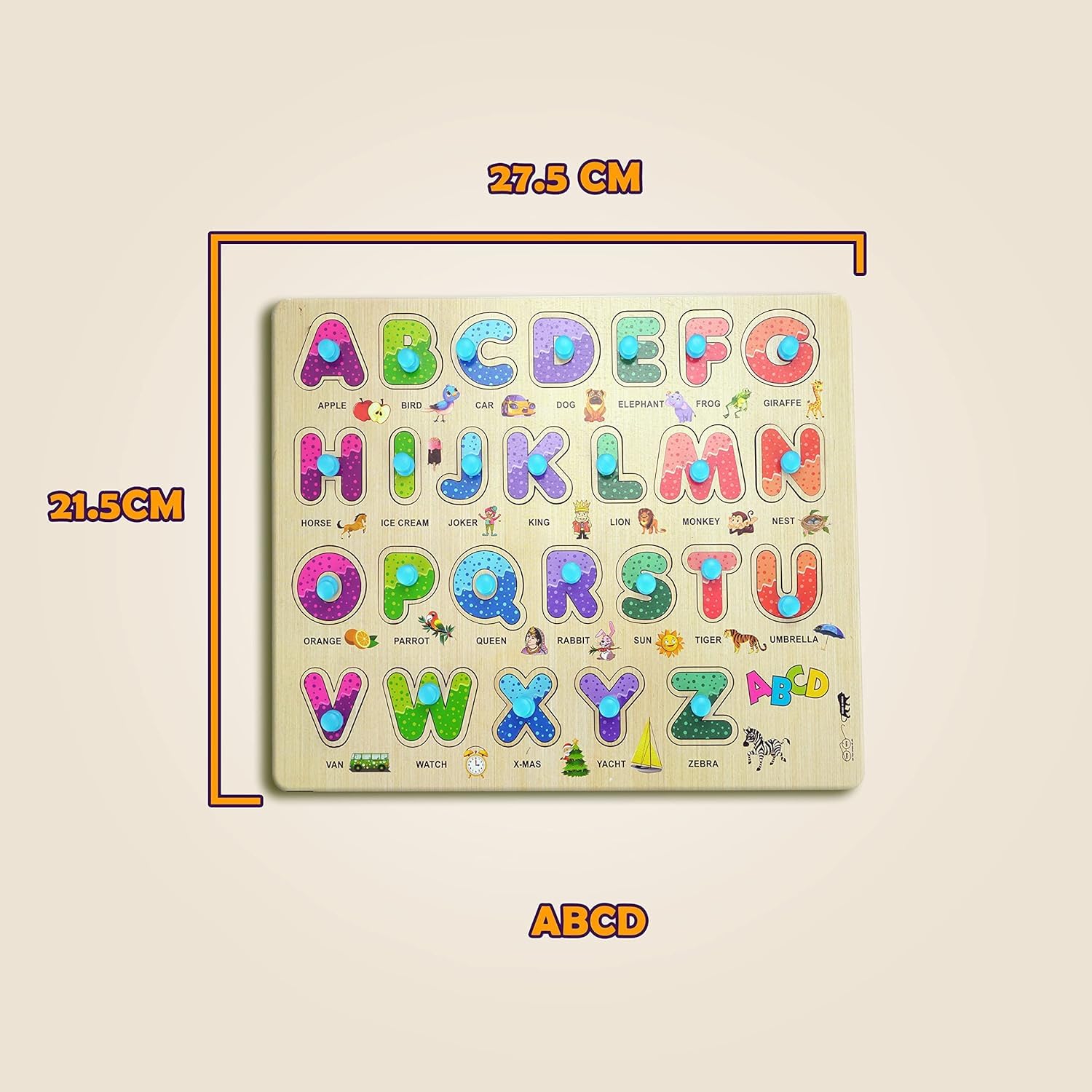 TOYAARZOO Wooden Alphabet Puzzle - Educational ABC Learning Toy for Toddlers Ages 3+, Preschool Kids & Adults - Montessori Wooden Jigsaw Puzzle Board Game for Early Childhood Development - Perfect for Homeschooling, Classroom & Family Game Night