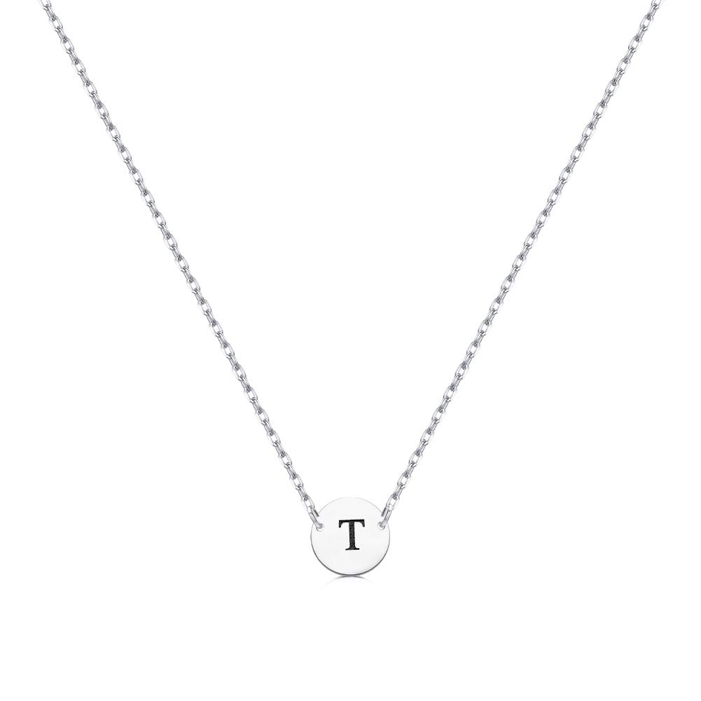 MeMoShe Initial Disc Necklace - Personalized A-Z Alphabet Letter Pendant, Dainty Coin Necklace for Women | Birthday Gift, Anniversary Present, Everyday Jewelry for Her