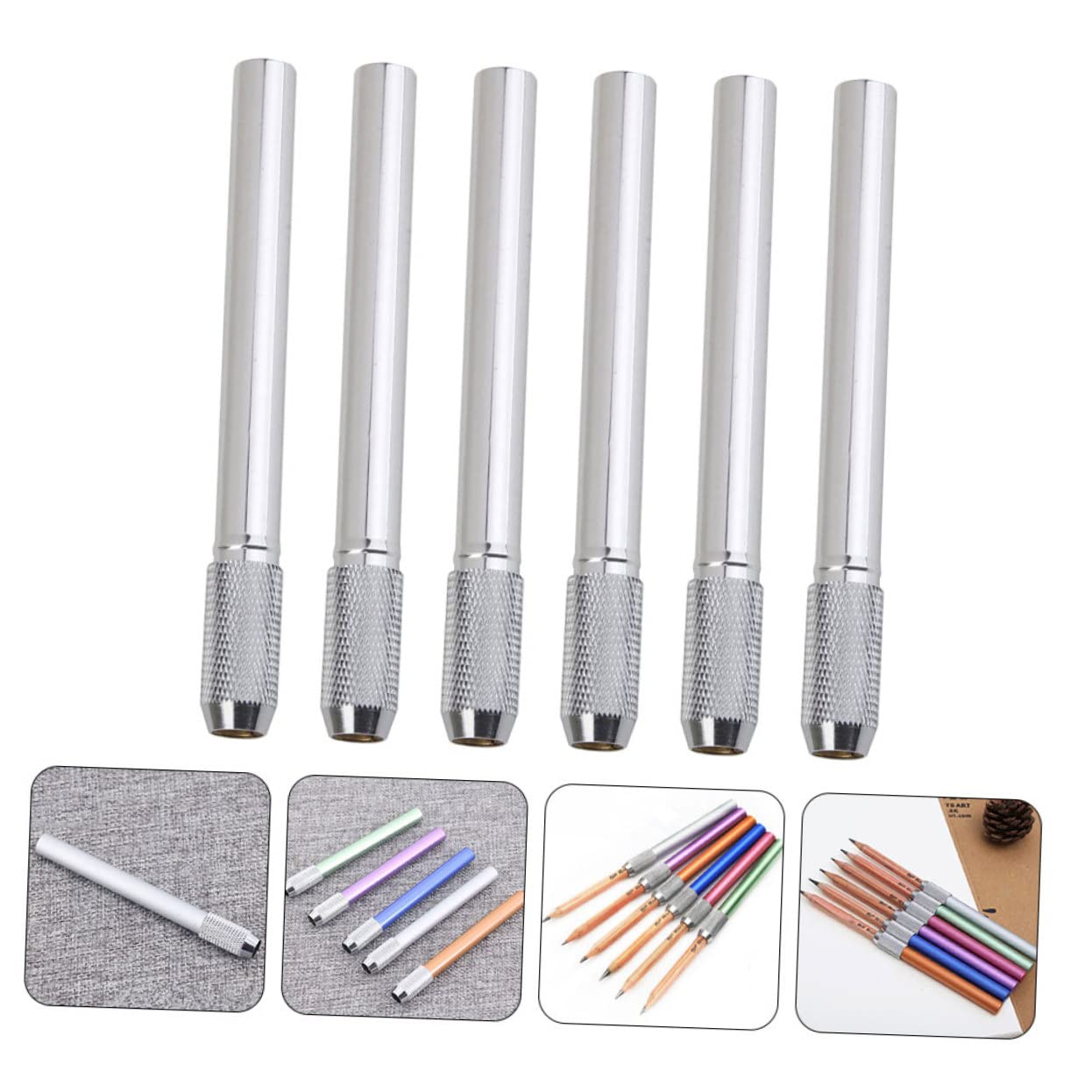 HOODANCOS 6 Pack Pencil Grip Extenders - Durable Pencil Lengtheners for Writing & Drawing - Perfect for School, Office & Art Supplies Organization (Great for Kids, Students & Professionals)