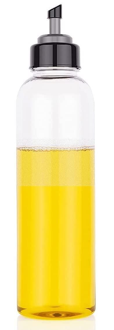 E-COSMOS 1 Liter Food-Grade Plastic Oil Dispenser Bottle for Cooking - Transparent, Unbreakable, Medium Size Oil & Vinegar Pourer with Easy Flow Control - Perfect for Kitchen, Restaurant, and Salad Dressing Use