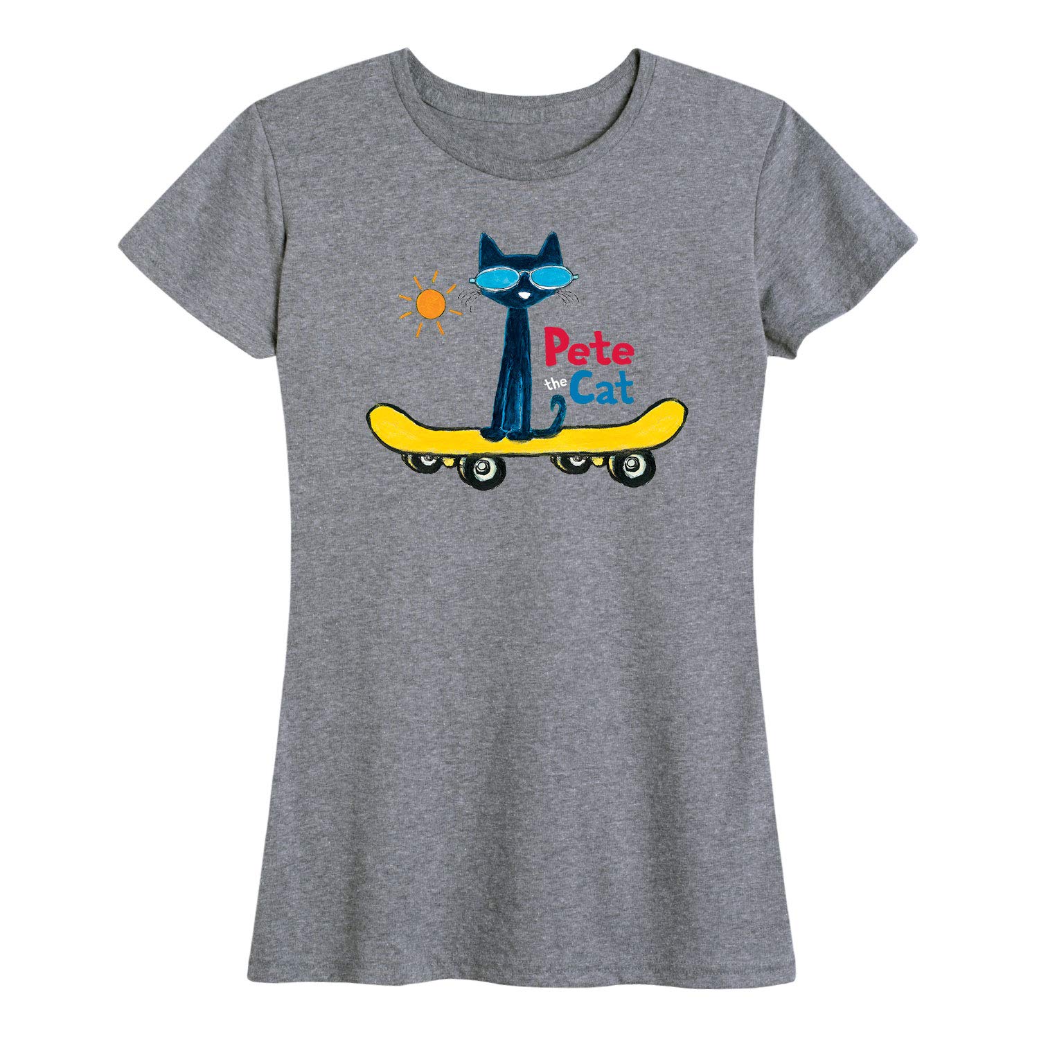 Pete the Cat Magic Sunglasses Skateboard Women's Graphic Short Sleeve T-Shirt | Cute Cartoon Tee for Casual Wear, Summer Outfits & Cat Lovers