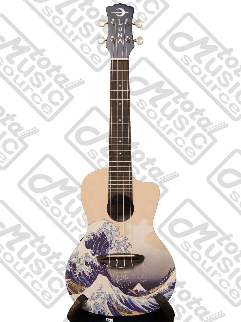 Premium Luna Great Wave Concert Ukulele with Gig Bag & Polishing Cloth - 23