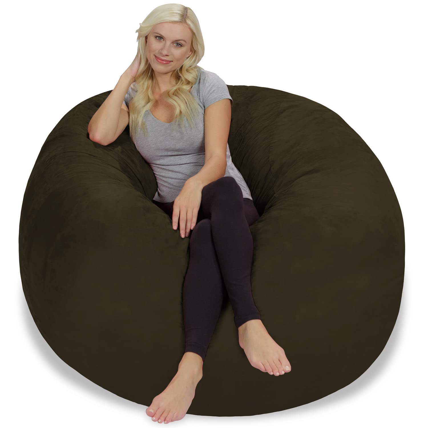 Chill Sack Giant 5' Memory Foam Bean Bag Chair - Ultra Soft Microfiber Cover (Army Green) - Perfect for Living Rooms, Game Rooms & Dorm Relaxation