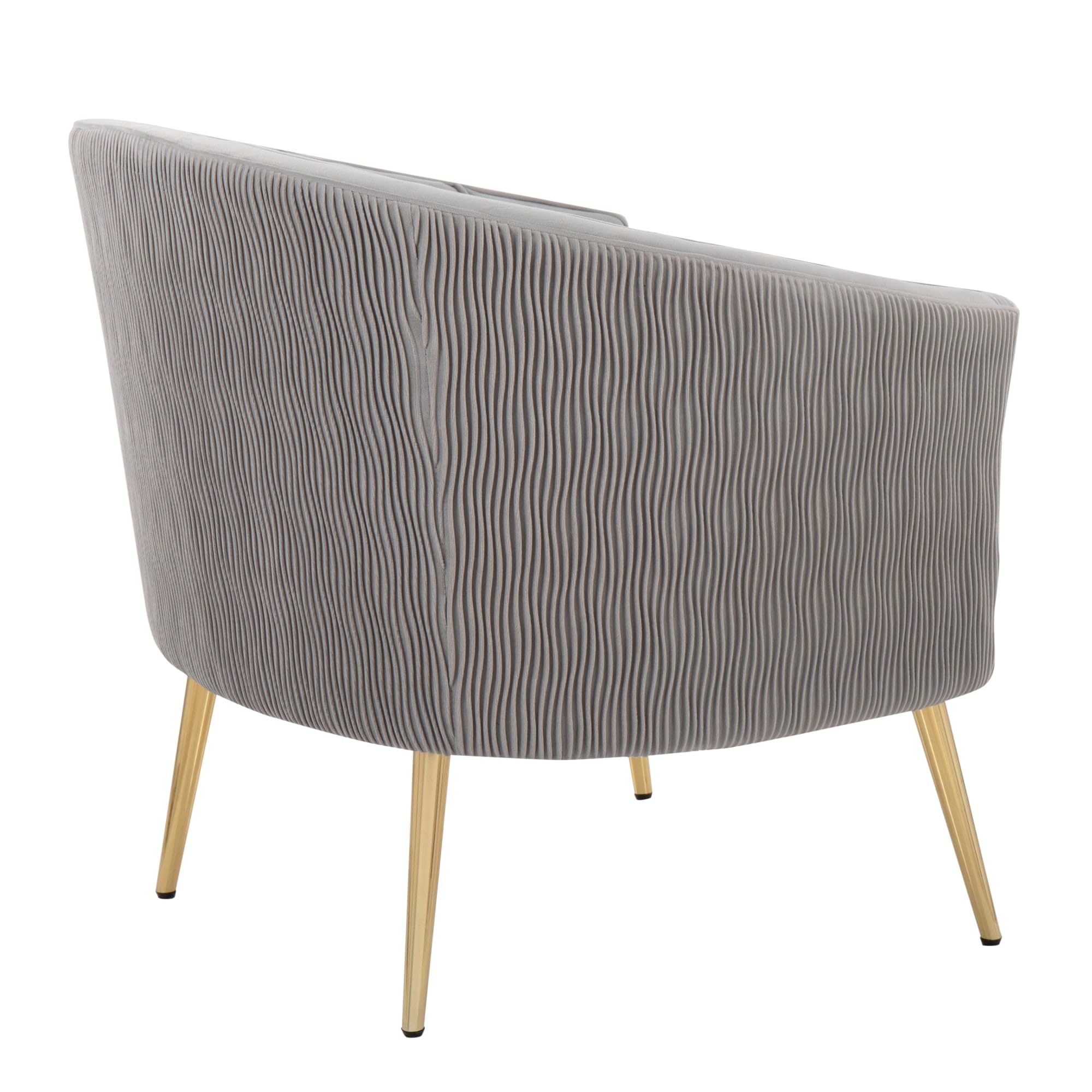 LumiSource Tania Pleated Waves Velvet Accent Chair - Gold Modern Armchair for Living Room & Bedroom - Comfortable Contemporary Lounge Chair for Home Decor, Reading Nook, or Office Space