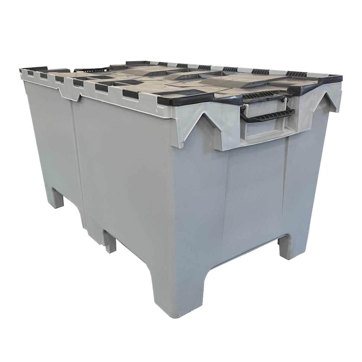 Heavy Duty Plastic Storage Tote Crate - Half Pallet Size, Durable Grey Stackable Bins for Warehouse, Home & Office Organization - Perfect for Moving, Shipping & Industrial Use