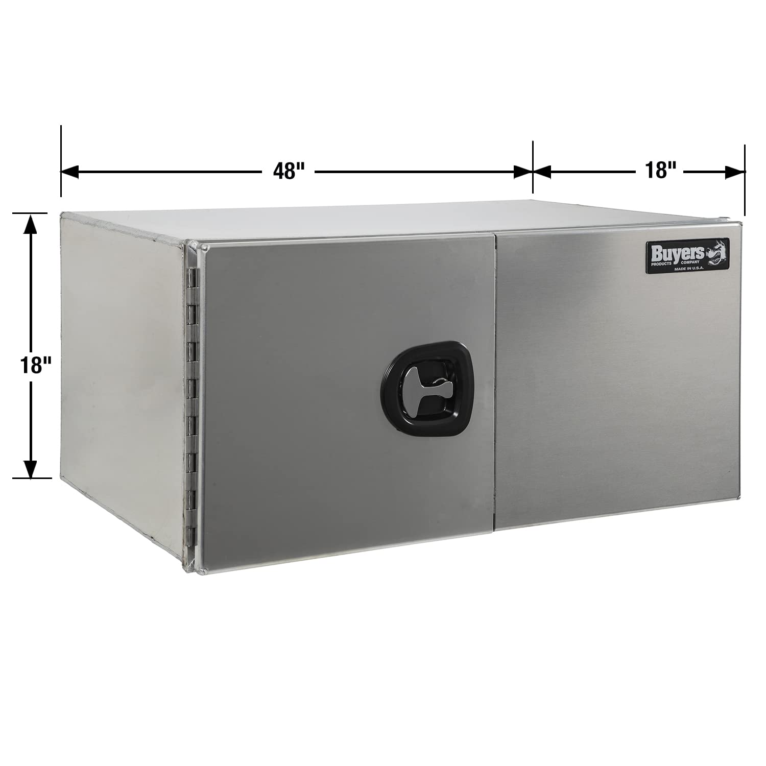 Buyers Products 1705310 Smooth Aluminum Underbody Truck Box with Barn Door - 18 x 18 x 48 Inch Heavy Duty Storage for Pickup Trucks & Commercial Vehicles | Secure Tool & Equipment Organization for Work Sites & Outdoor Adventures