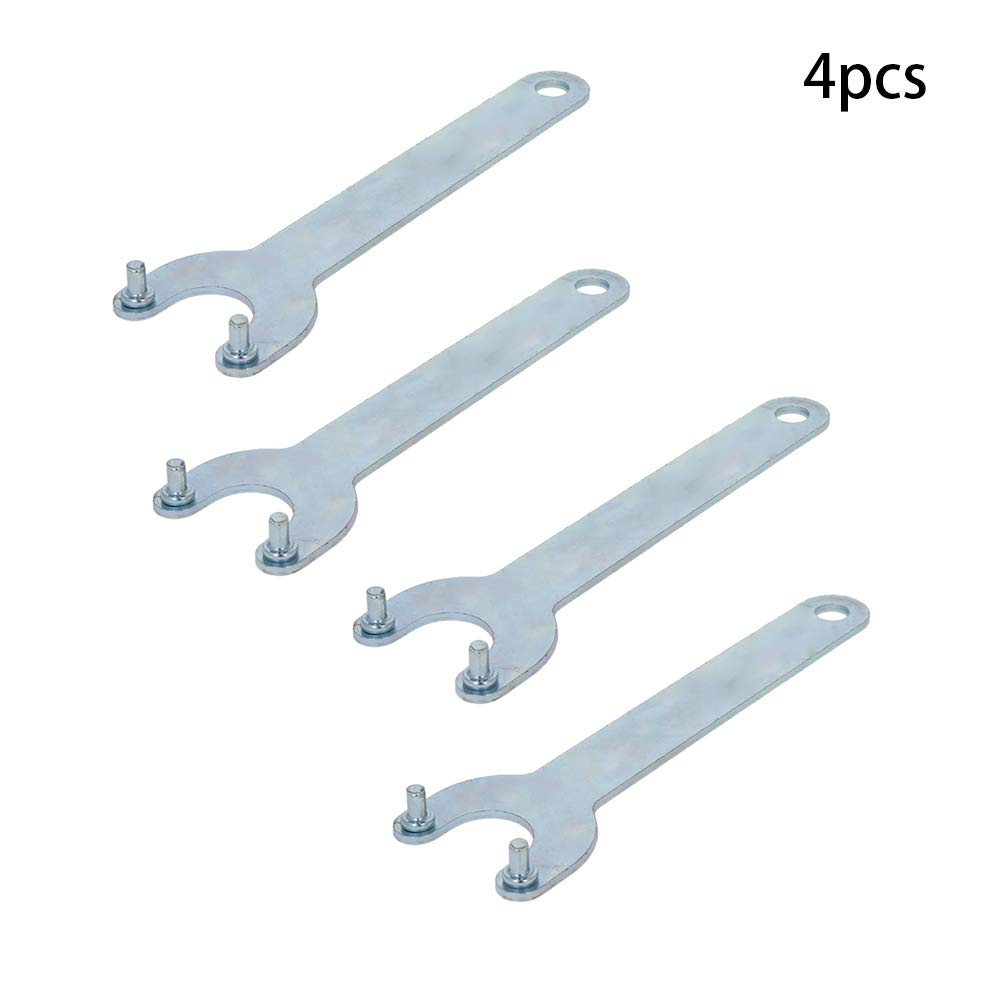 4Pcs Angle Grinder Wrench Set - Heavy Duty Iron Lock Nut Spanner with 2-Prong Zinc Plating Finish - Compatible with Dewalt, Milwaukee, Makita, Black & Decker & Ryobi Angle Grinders - Perfect for Metal Cutting, Grinding & Polishing Projects