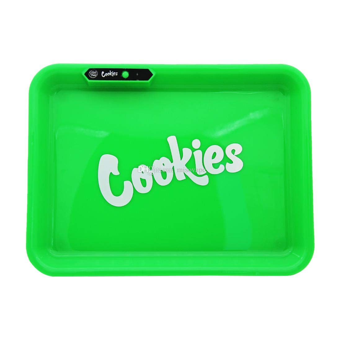 USB Type C Fast Charging LED Rolling Glow Light Up Tray - Green Color with Cookies Design | Perfect for Parties, Gaming Setups & Nightlight Decor