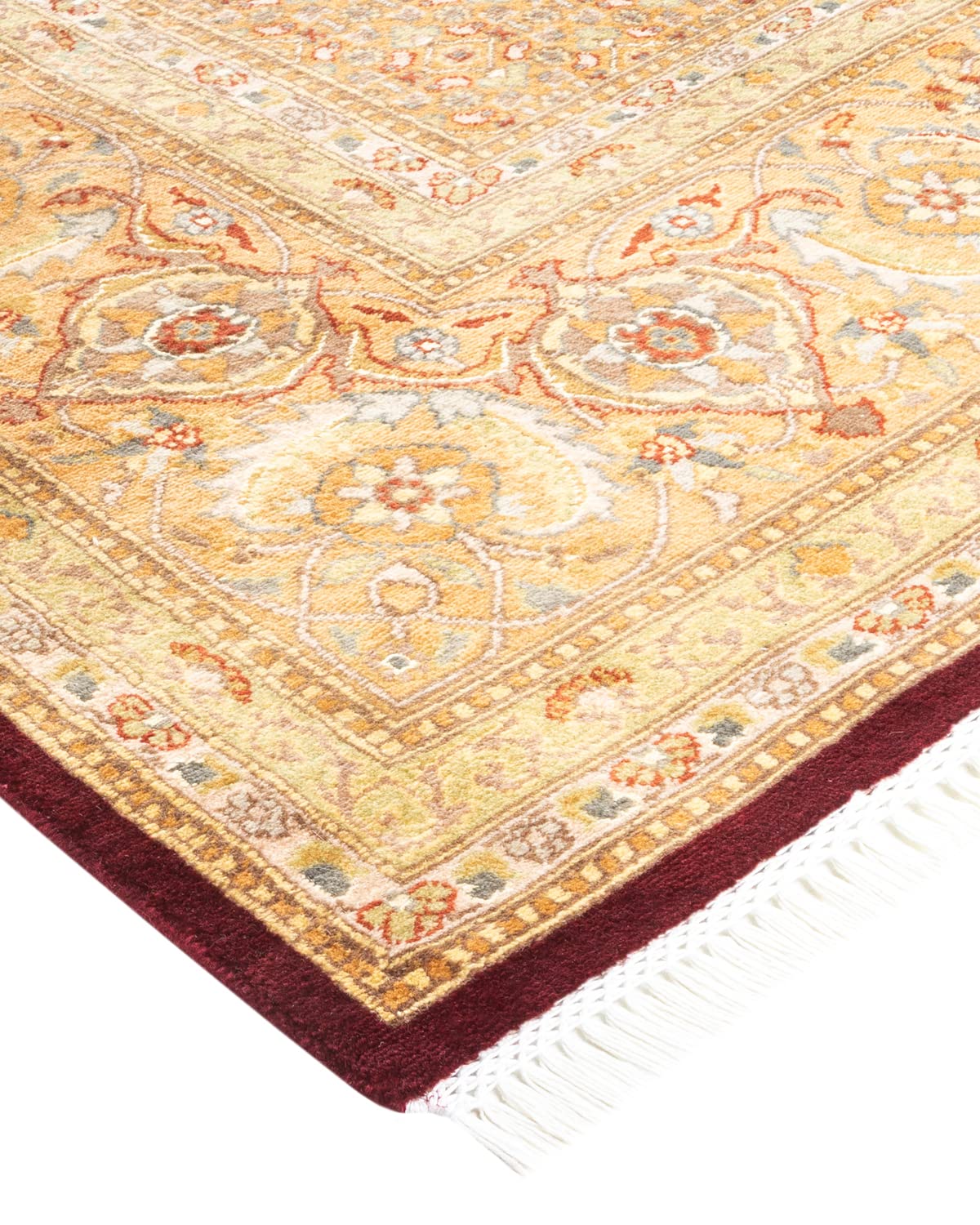 Handmade Wool Traditional Tribal Mogul Red 8x10 Area Rug - One of a Kind Hand-Knotted Solo Rugs for Living Room, Bedroom & Home Decor