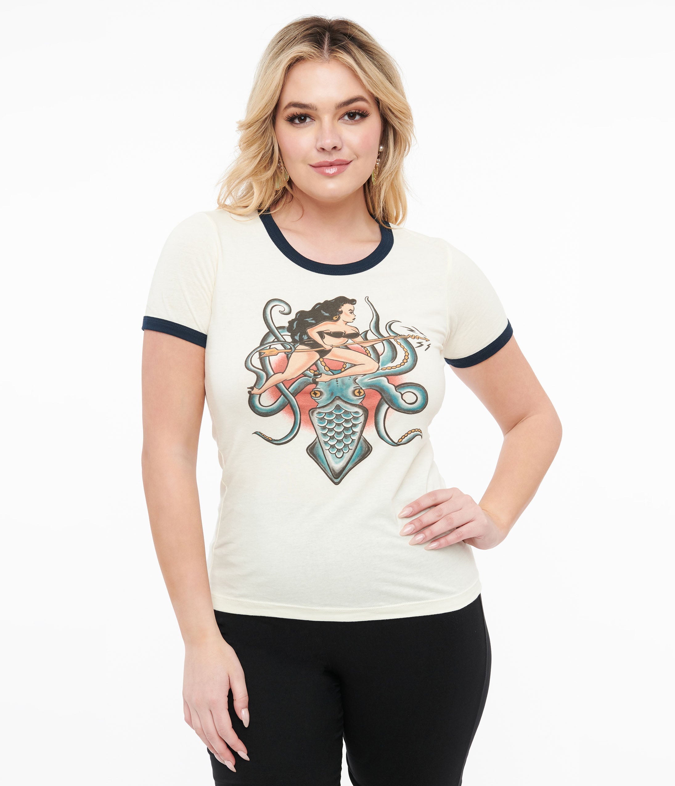 Kraken Daughter Graphic Fitted T-Shirt | Unique Mythical Sea Monster Design | Perfect for Cosplay, Halloween & Fantasy Lovers
