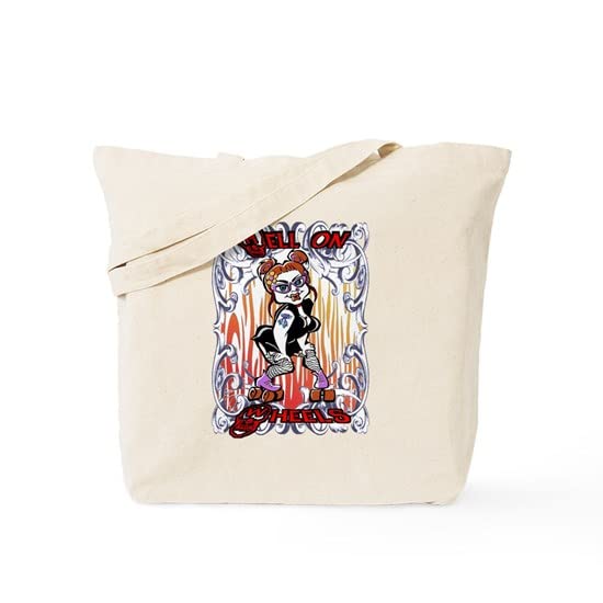 Hell On Wheels Natural Canvas Tote Bag - Reusable Grocery Shopping Bag for Women & Men - Eco-Friendly Beach, Work & Farmers Market Tote