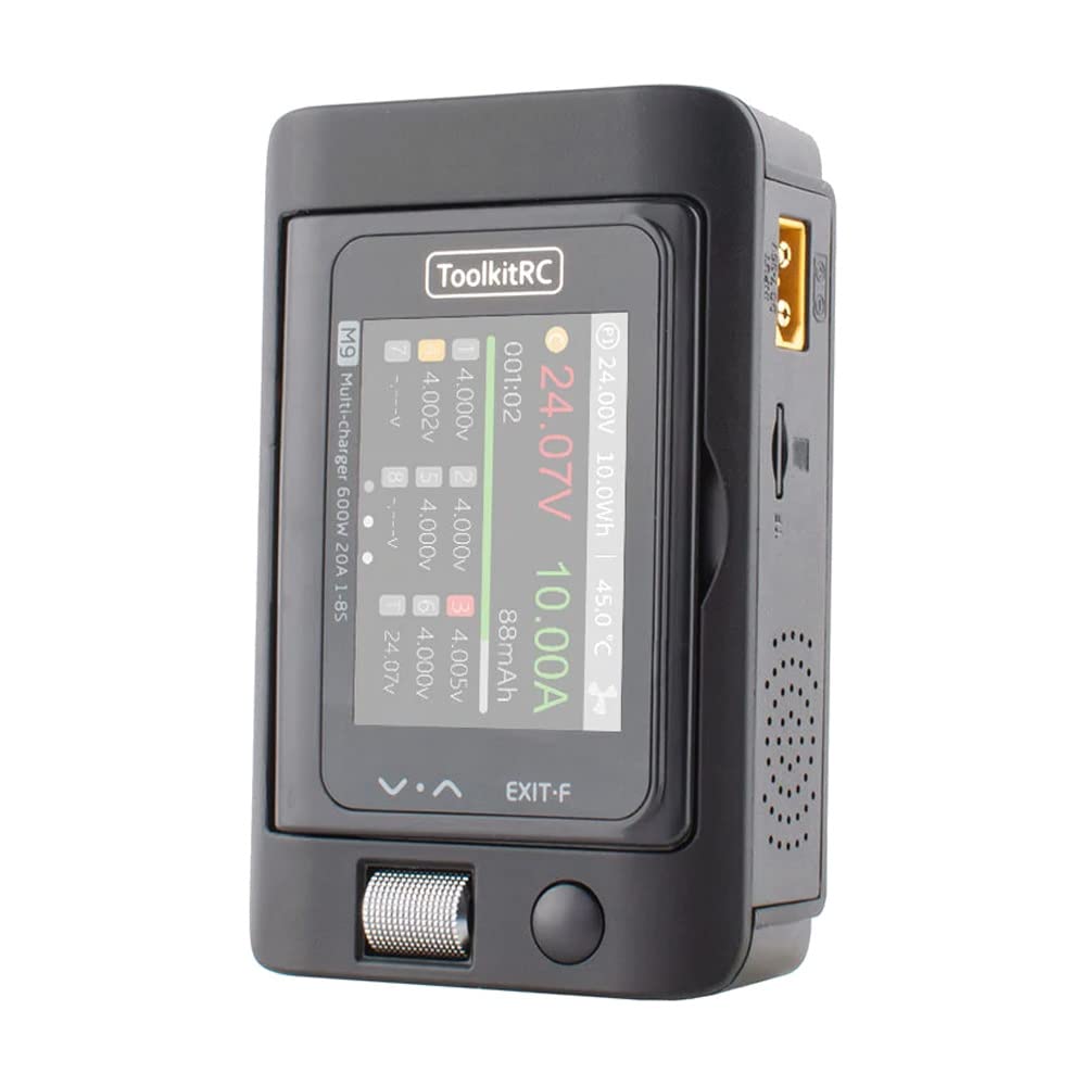 600W 20A 1-8S Smart Balance Charger with Voice Alerts for RC Cars, Drones & LiPo Batteries - M9 Multi-Function DC Charger (Black) - Perfect for Hobbyists & DIY Enthusiasts