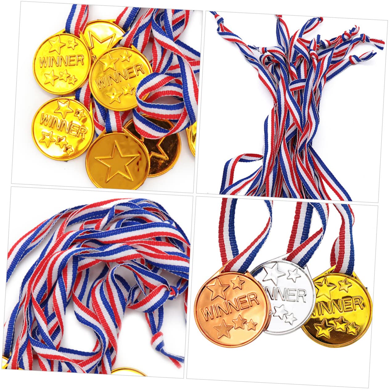 KITANDOVE 15pcs Plastic Gold Sports Medals - Award Trophies for Kids, Winner Prizes for Competitions, Games, and School Events - Perfect for Track Meets, Soccer Tournaments, and Birthday Party Rewards
