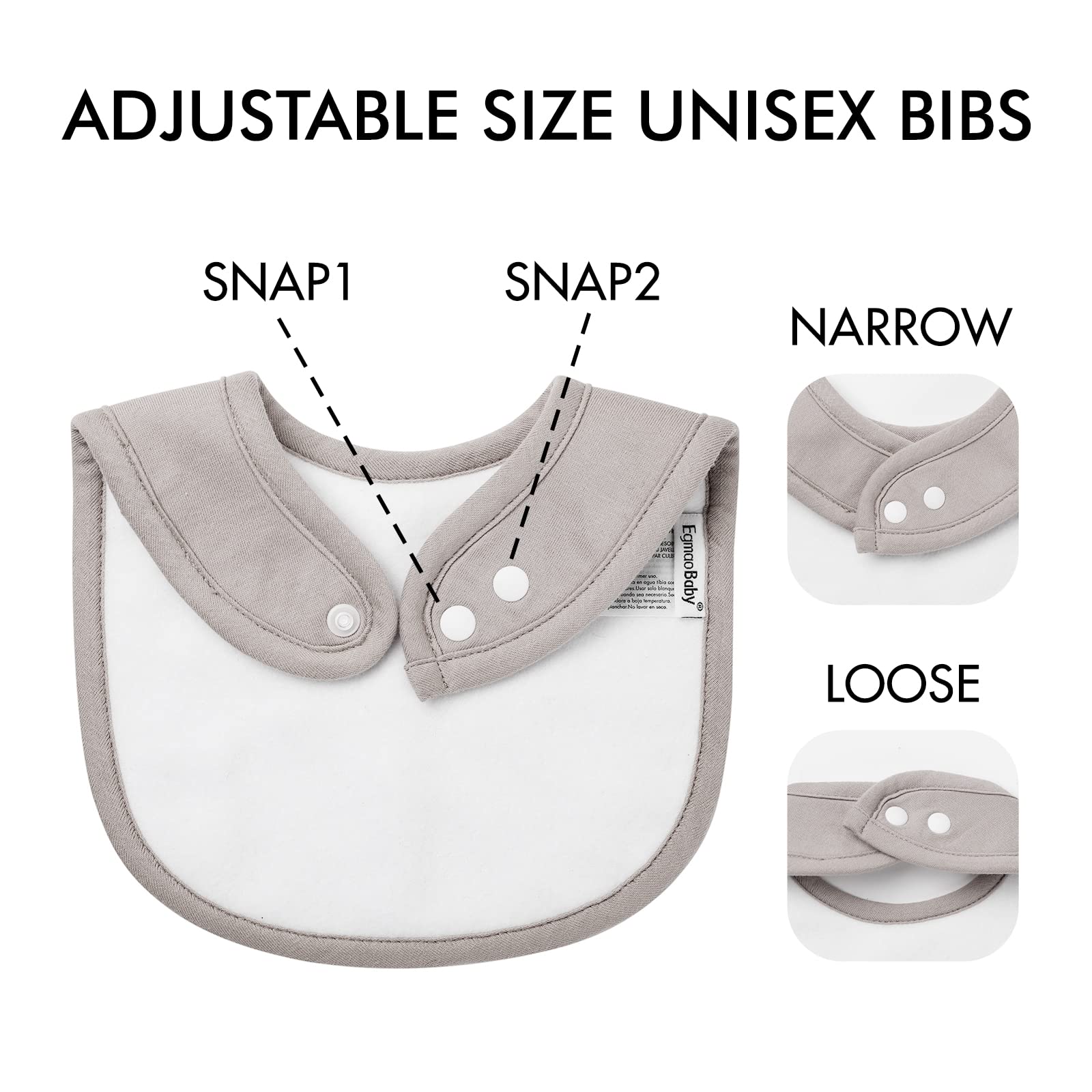 Organic Cotton Baby Snap Bibs - 10 Pack Bandana Drool Bibs for Boys & Girls | Newborn Feeding & Teething
