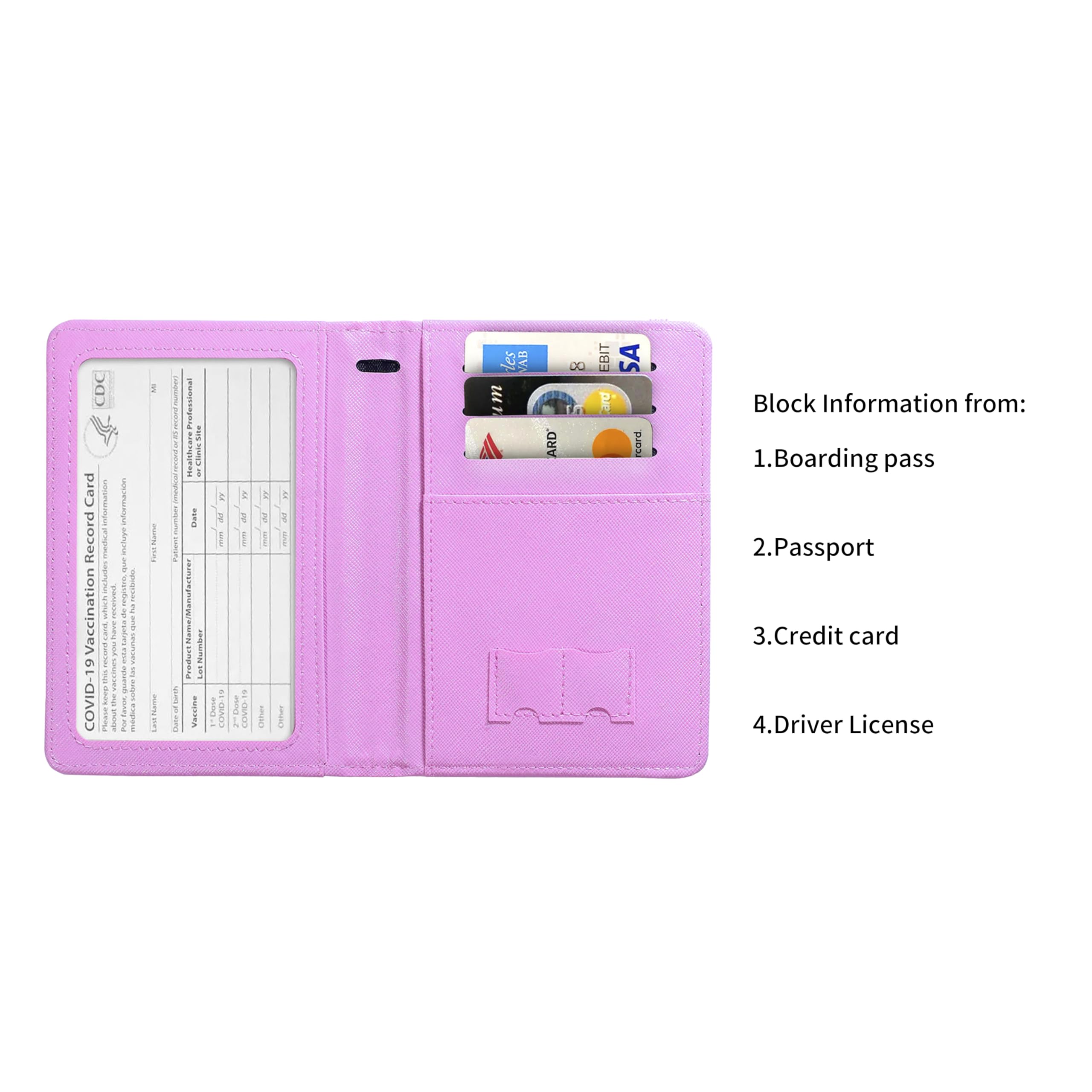 Premium RFID Blocking Passport Holder for Women & Men - Travel Wallet Cover Case with Multiple Card Slots (Dark Blue & Pink) - Perfect for International Trips, Vacations & Business Travel