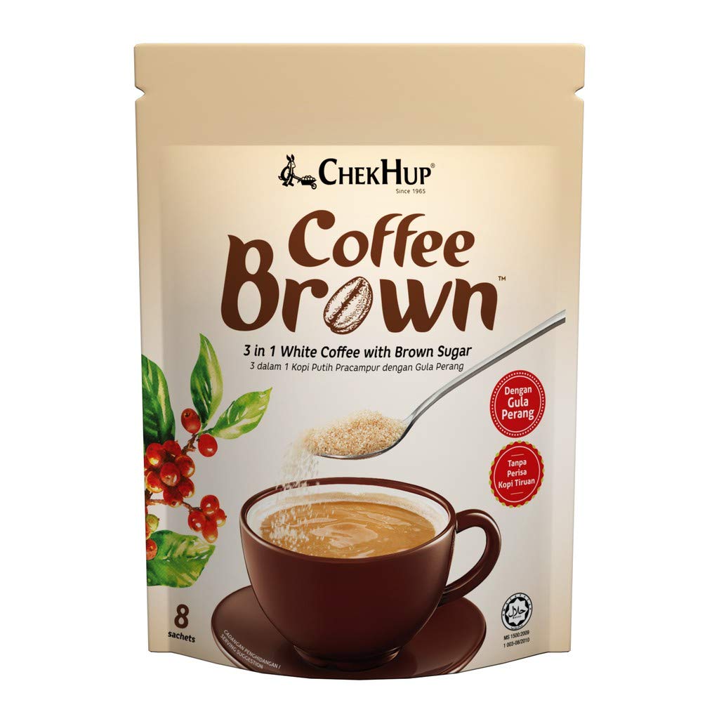 Chek Hup 3-in-1 White Coffee with Brown Sugar - 8 Sachets (12 Pack) - Premium Instant Coffee Mix for Home, Office & Travel - Rich Aroma & Smooth Taste
