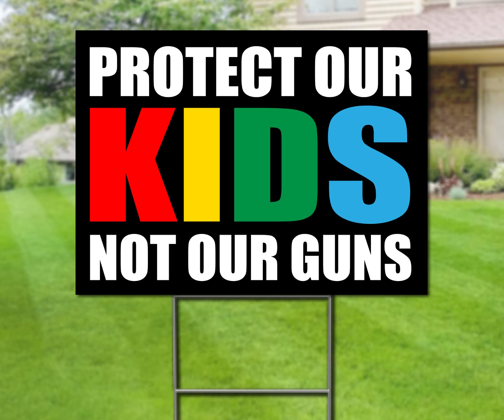Double Sided Gun Control Protest Yard Sign for Kids Safety