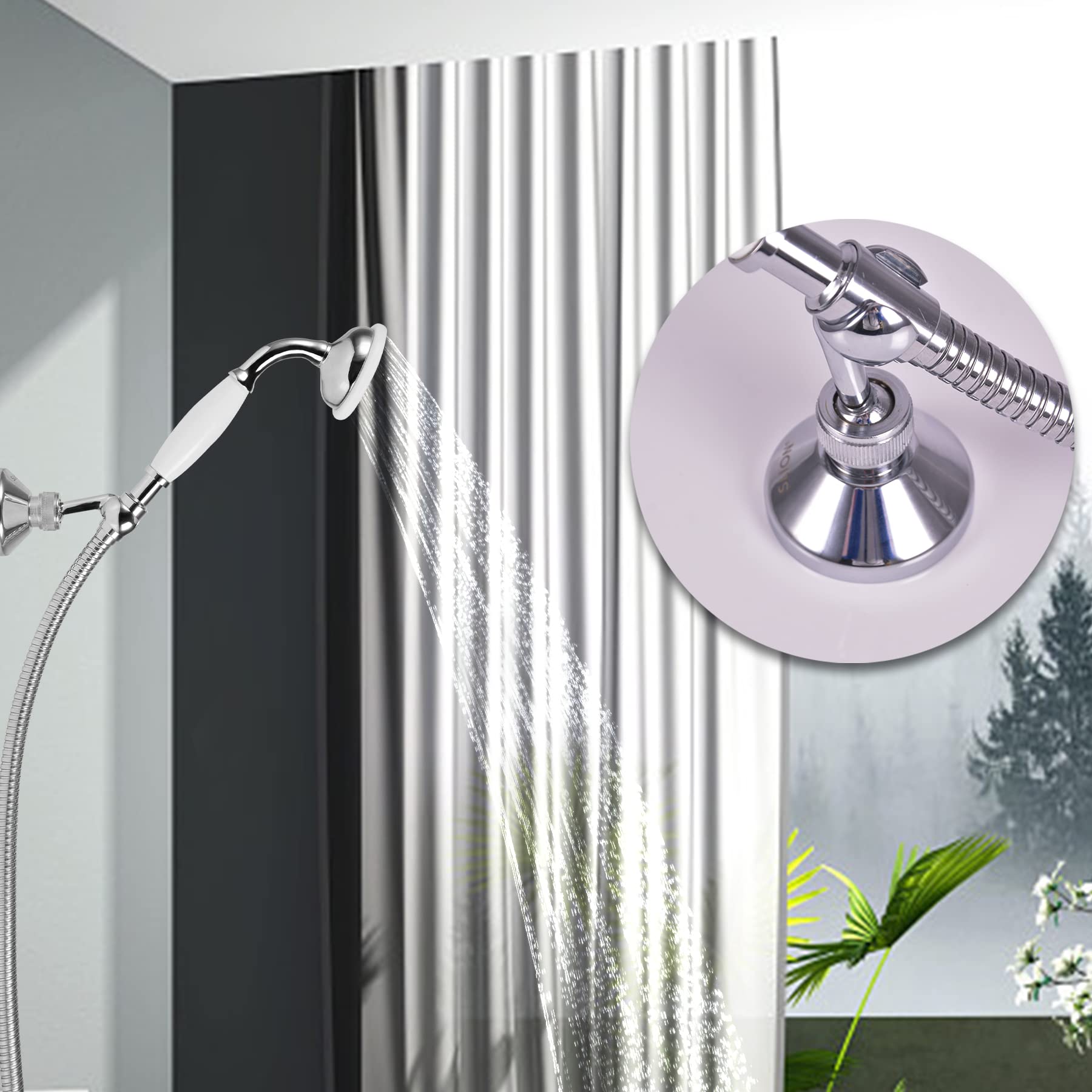 Beerwell Brass Shower Head Holder - Wall Mount Shower Bracket for Bathroom, Adjustable Shower Arm Holder with Anti-Slip Design - Perfect for Home, Hotel, Spa, and Gym Showers