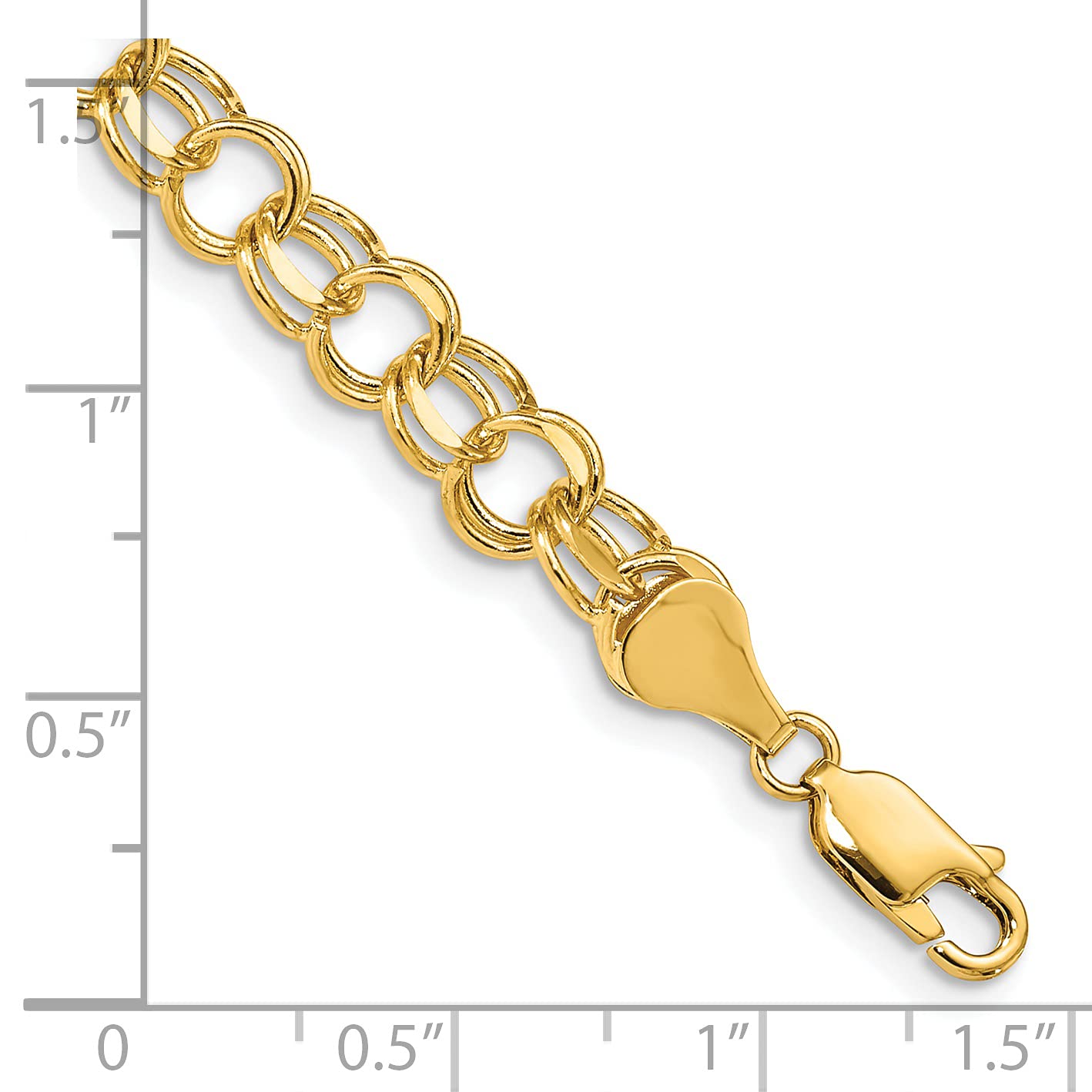 14K Yellow Gold Double Link Charm Bracelet & Anklet - 7