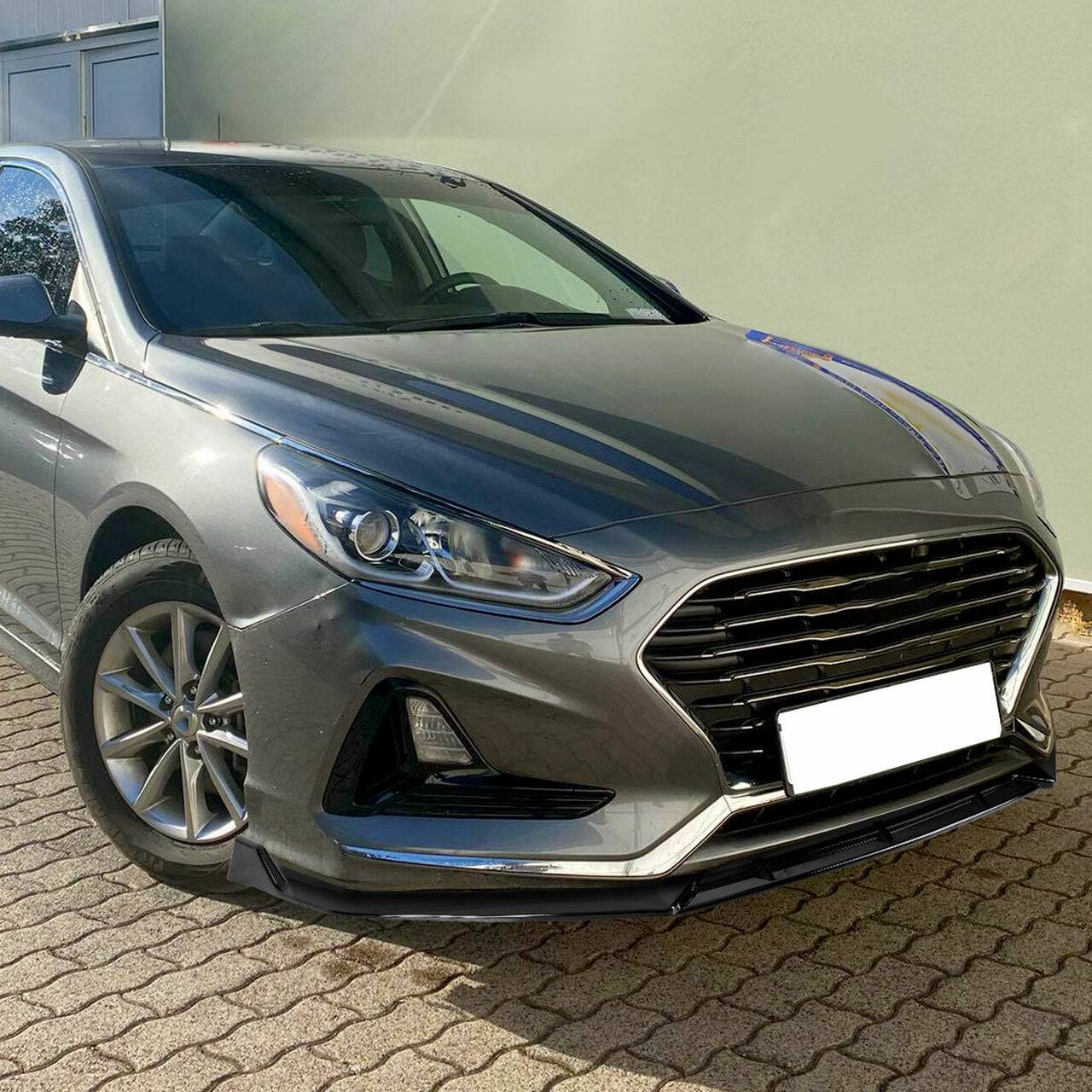 2018-2019 Hyundai Sonata Glossy Black 3PC Front Bumper Lip Splitter Kit - Aggressive Style Upgrade for Street Racing & Car Shows