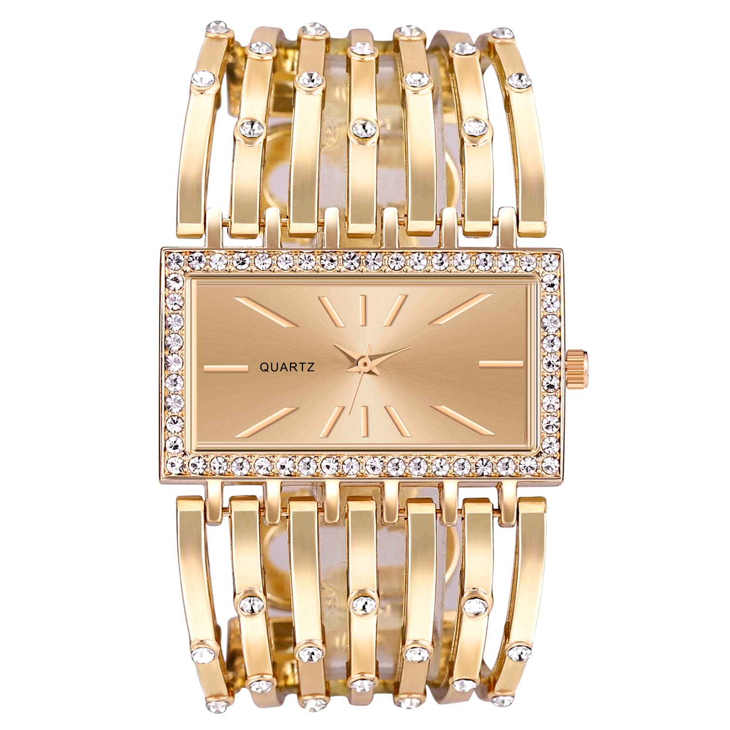 SIBOSUN Women's Silver Bangle Watch with Rectangular Dial - Elegant Luxury Skeleton Strap Quartz Watch for Women | Perfect for Office, Party & Formal Occasions