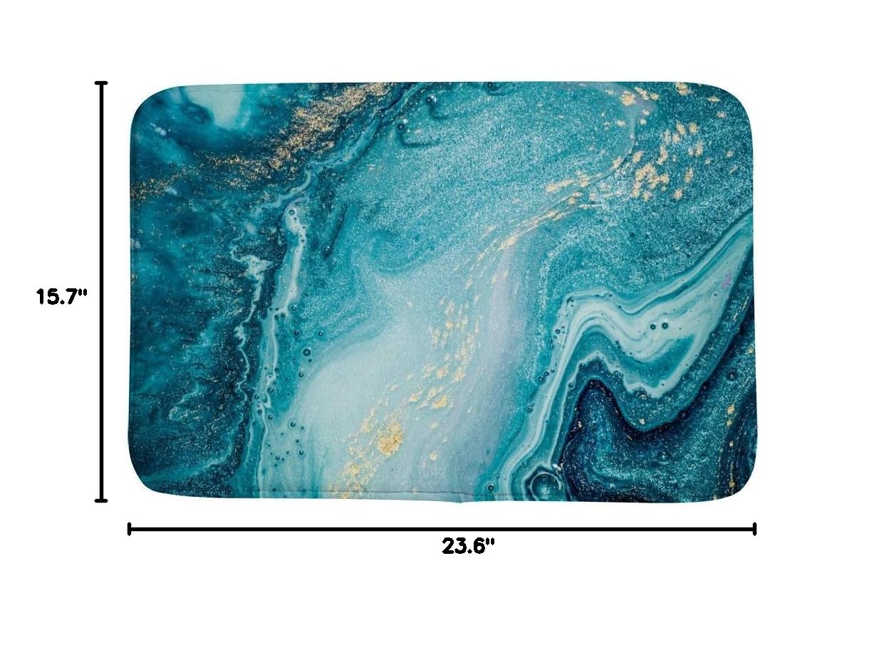 Non-Slip Bath Rug - Ocean Art Luxury Bath Mat, Super Absorbent Microfiber Velvet Shower Rug, Soft Bathroom Floor Carpet (24x16 Inch) for Bathroom, Shower & Entryway Decor