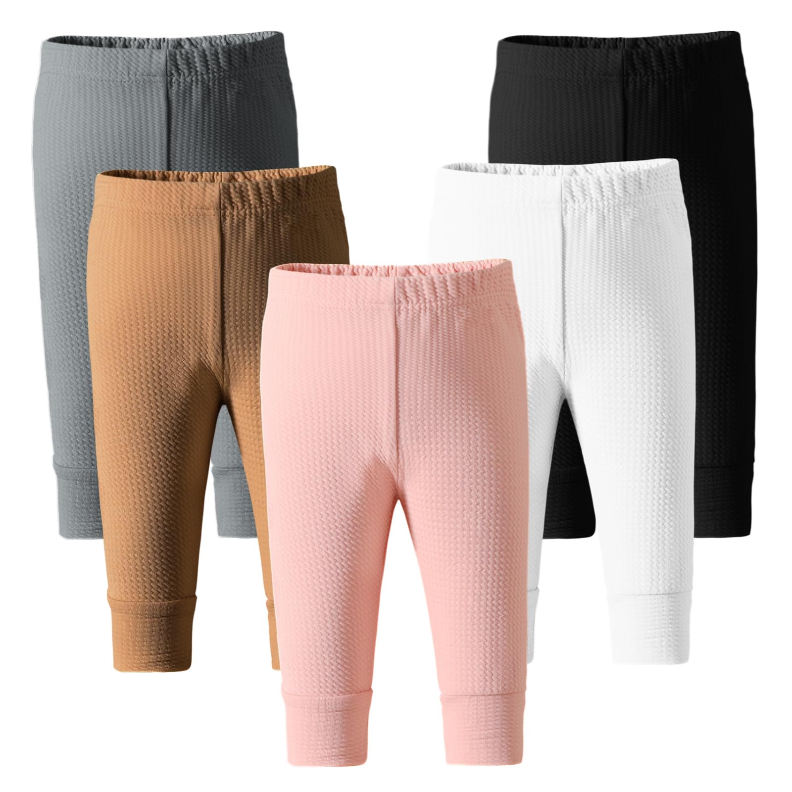 **Soft Ribbed Baby Girl Leggings & Bell Bottoms - 5 Pack | Newborn Toddler Infant Pants | Stretchy & Comfortable for Playtime, Daycare & Family Outings**