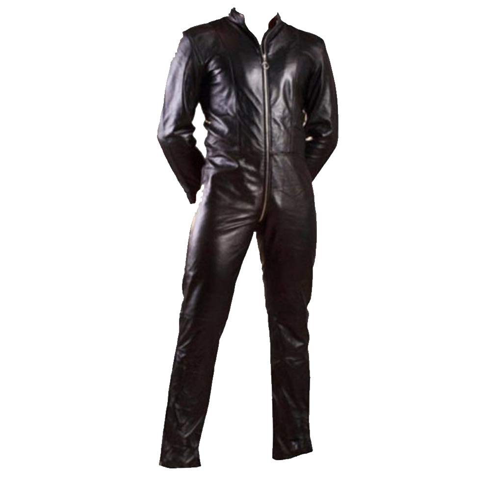 Men's Genuine Cowhide Black Leather Catsuit - Full Body Jumpsuit & Bodysuit for Motorcycle Riding, Cosplay & Fetish Wear