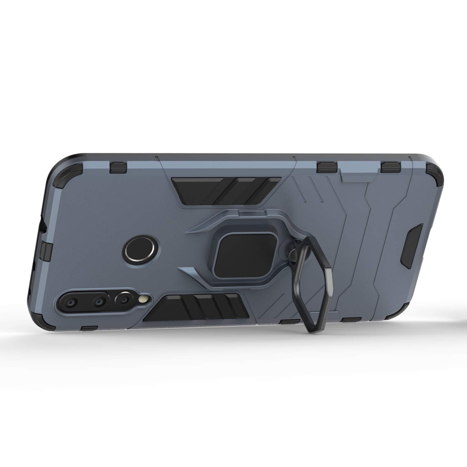 LuluMain Huawei Nova 4 Case with Metal Ring & Kickstand - Shockproof Hard Bumper Cover for Huawei Nova4 - Compatible with Magnetic Car Mount - Navy Blue Rugged Dual Layer Protection - Perfect for Daily Use, Travel & Work