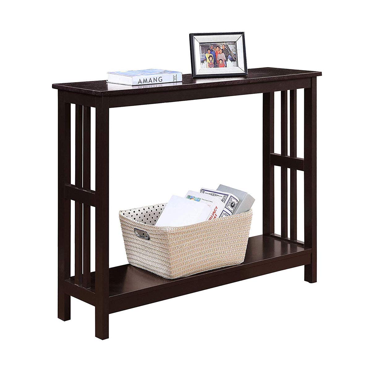 Convenience Concepts Mission Console Table with Shelf - Espresso Finish Entryway Table for Living Room, Hallway & Home Decor