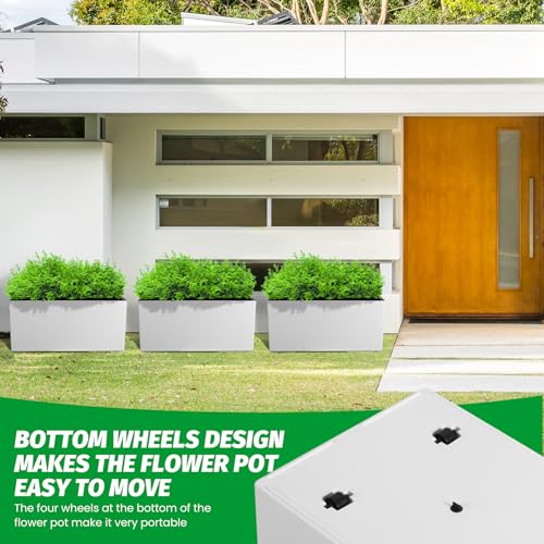 GARVEE 31 Inch Outdoor Planters Set of 2 - Self Watering Tall Planters with Wheels, Water Level Indicator & Drainage Holes - Large Decorative Flower Pots for Patio, Porch, Garden - Perfect for Herbs, Flowers & Small Trees