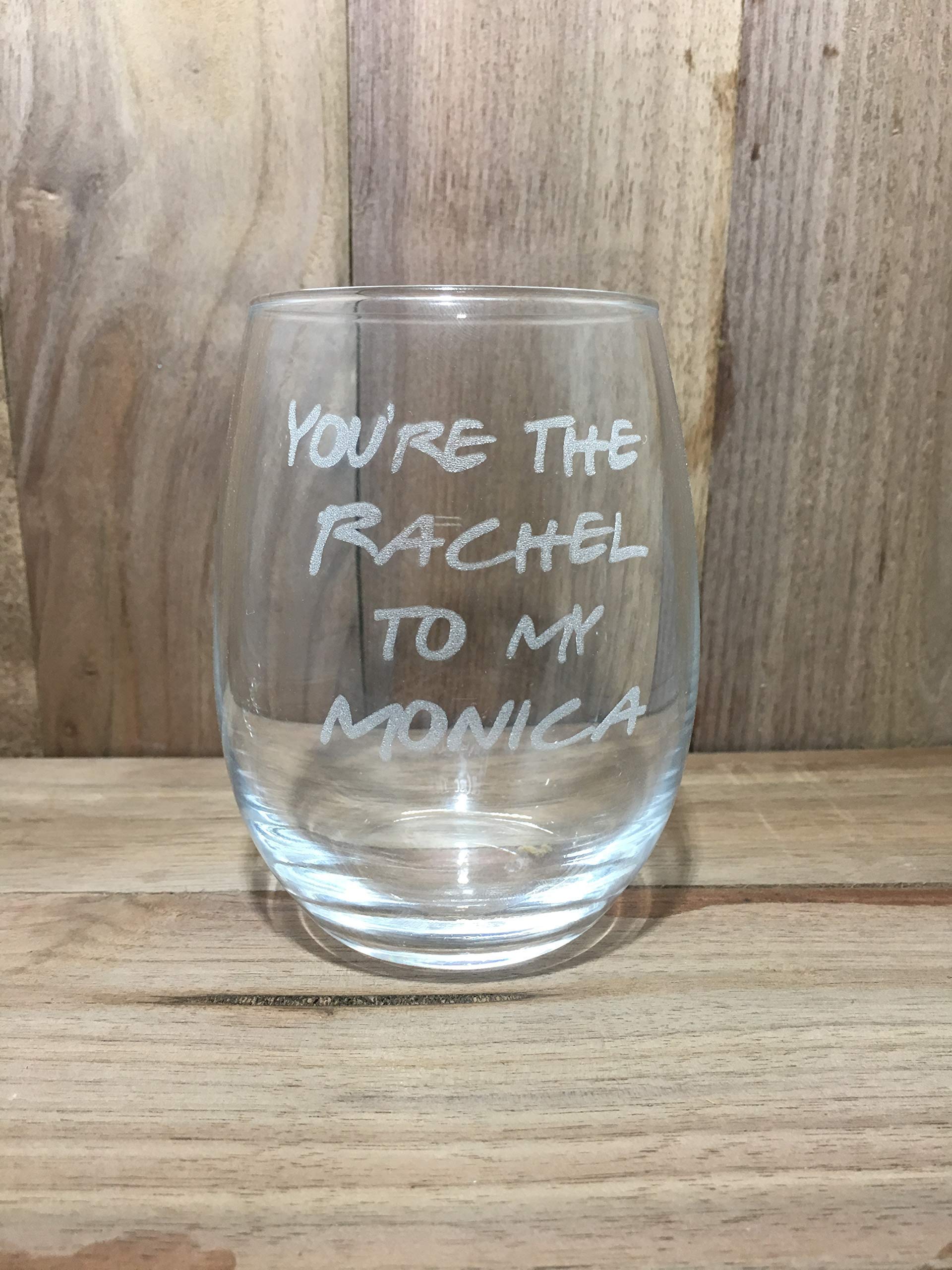 Best Friends Monica and Rachel Wine Glass Set - 2-Piece Funny TV Show Themed Gift for Friends, Bachelorette Parties & Wine Nights