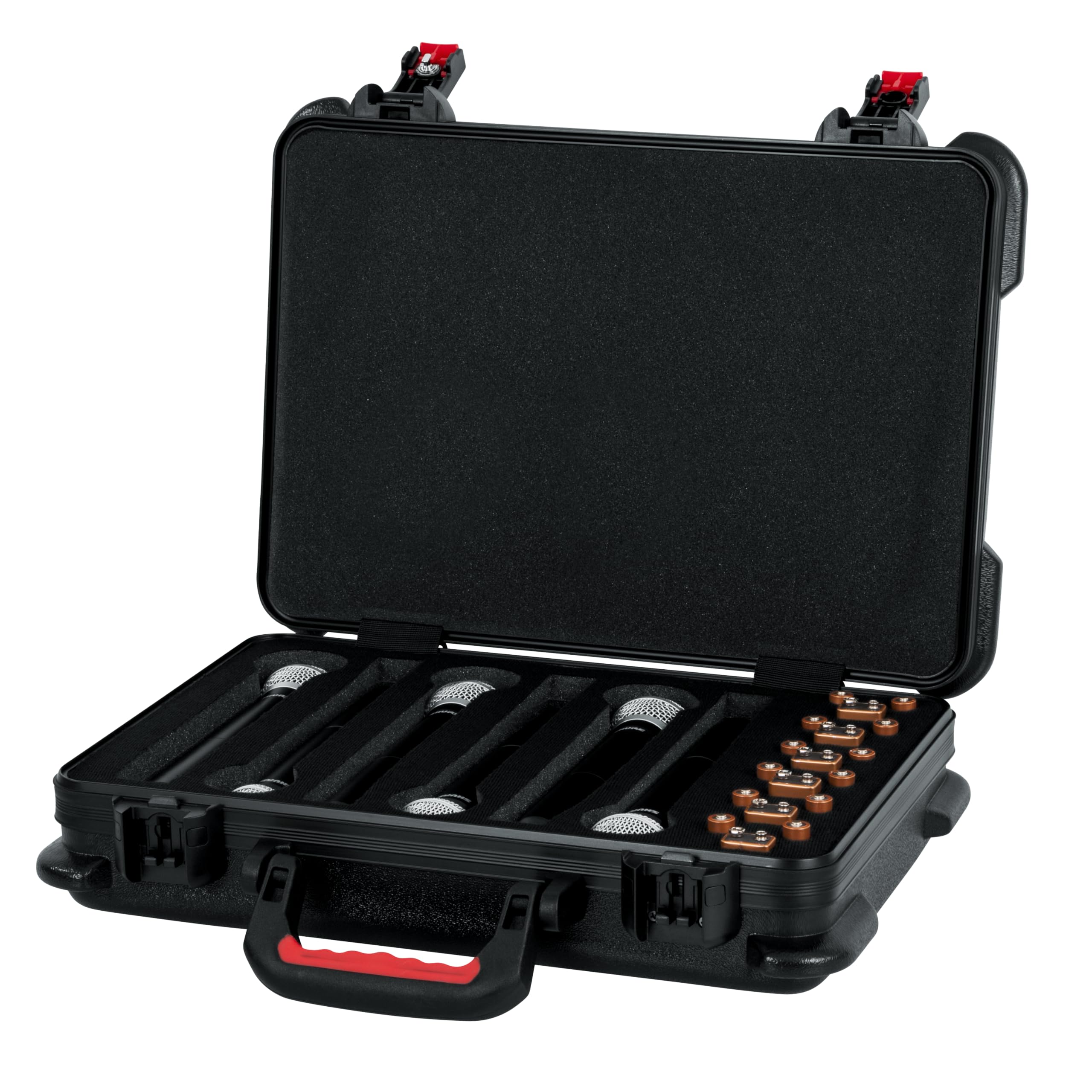 GTSA-MICW6 TSA Approved Wireless Microphone Case - Hardshell Storage for 6 Mics with Secure Latches | Perfect for Live Performances, Studio Sessions & Traveling Musicians