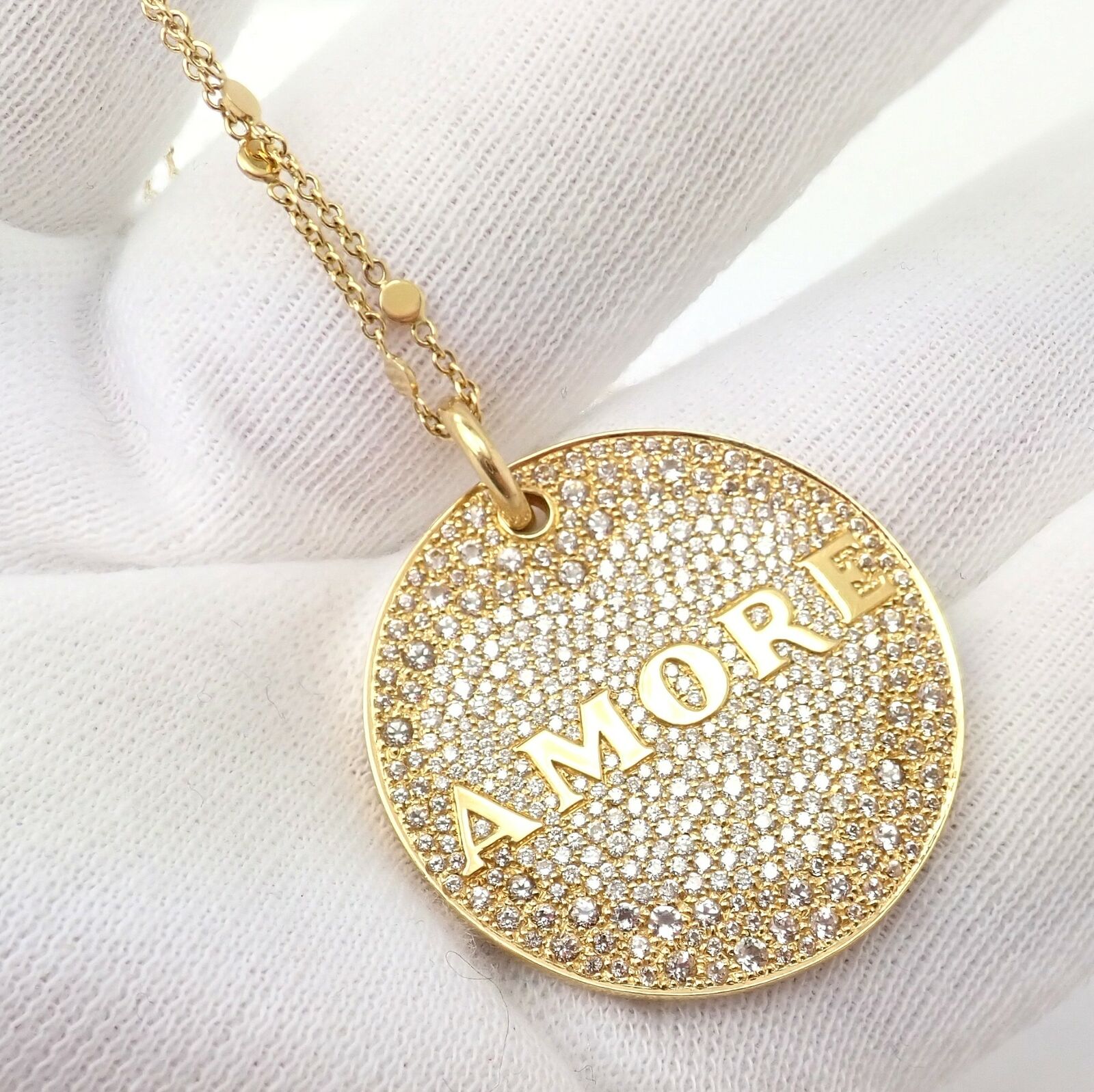 Pasquale Bruni 18k Yellow Gold Large Diamond & Sapphire Amore Pendant Necklace | Luxury Jewelry for Women | Perfect for Anniversaries, Weddings & Special Occasions