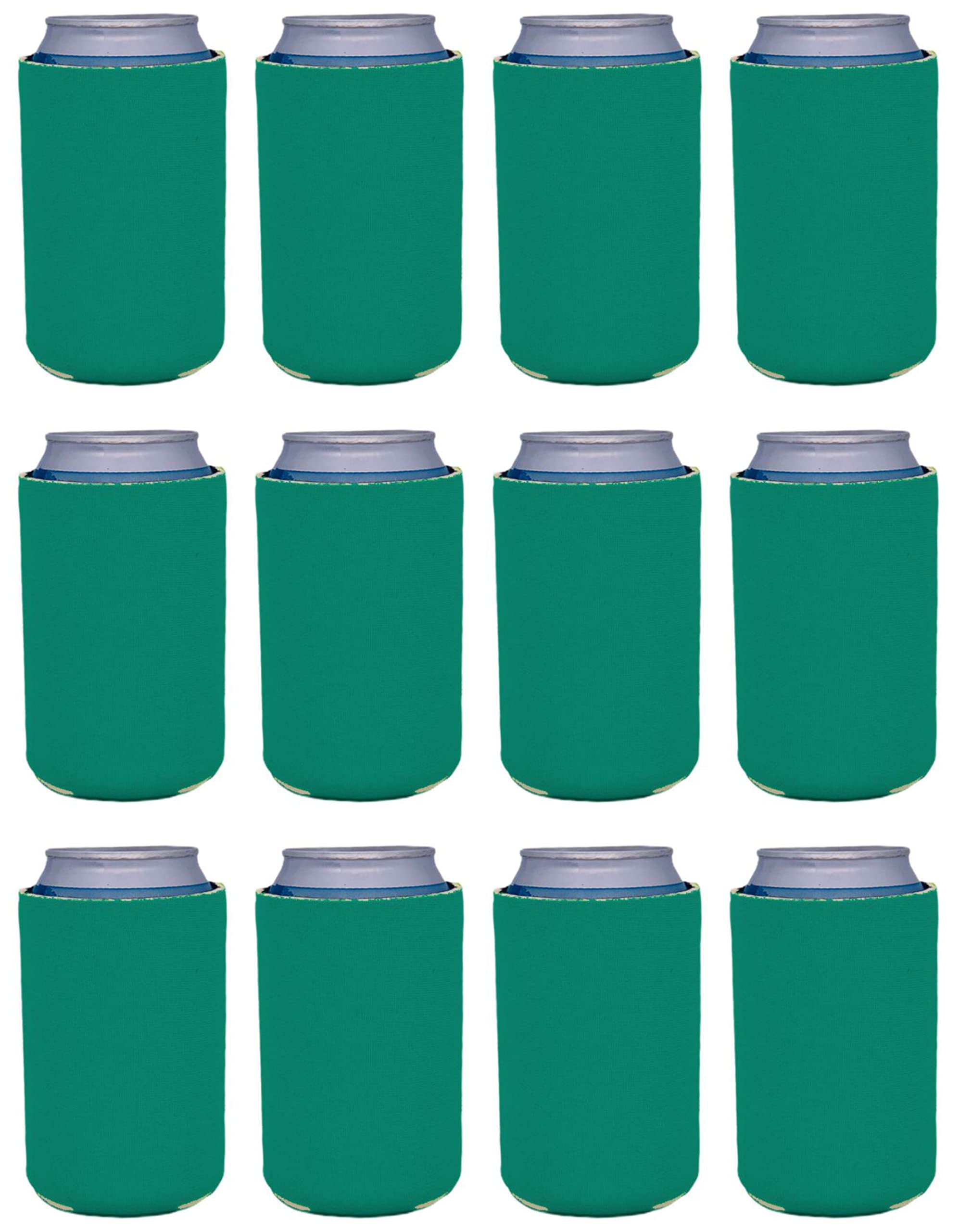 12 Pack Blank Neoprene Collapsible Can Coolers - Turquoise Color | Perfect for Parties, BBQs, Beach Trips & Outdoor Events