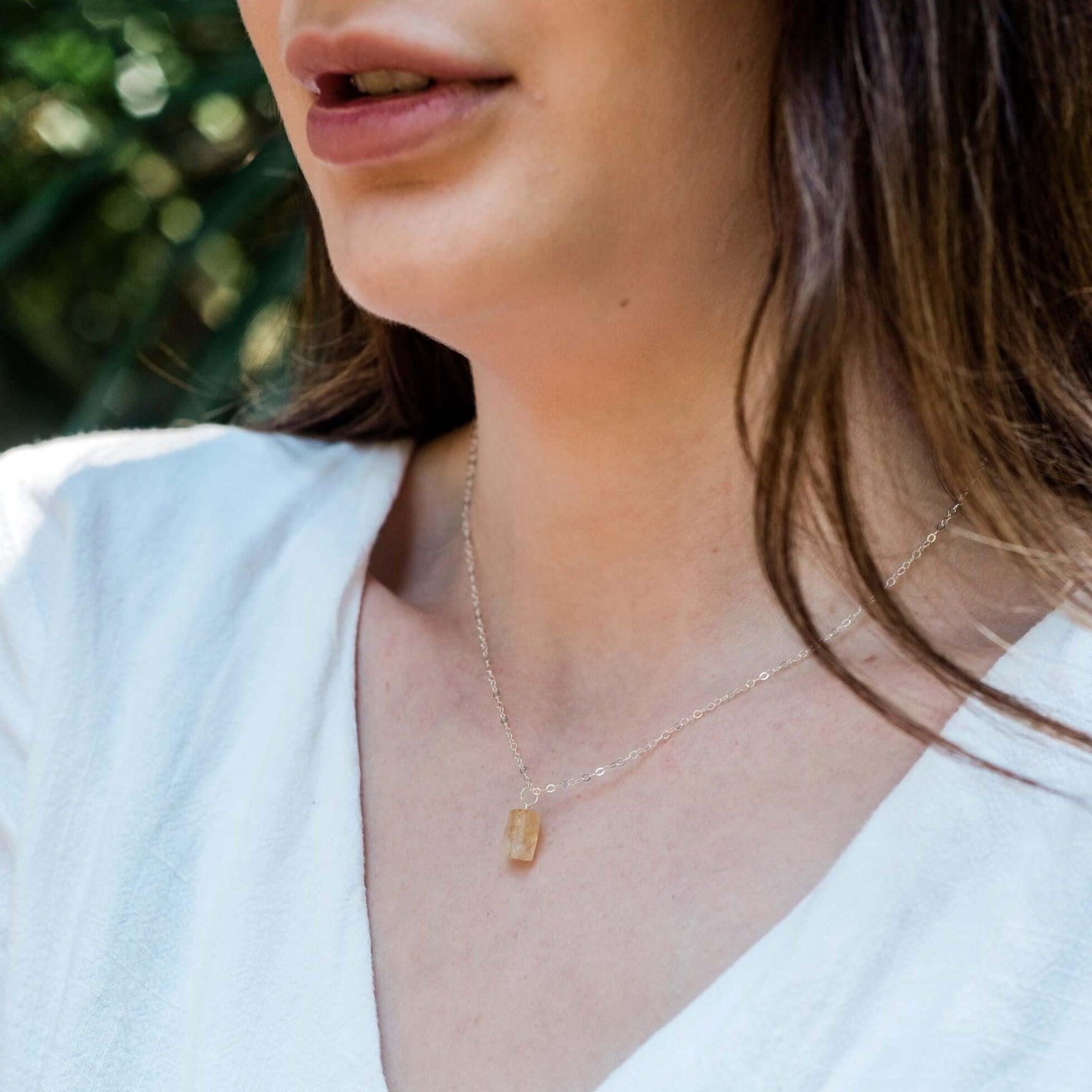 Natural Raw Citrine Pendant Necklace - Dainty Healing Crystal Jewelry for Women - Perfect for Meditation, Energy Healing & Everyday Wear