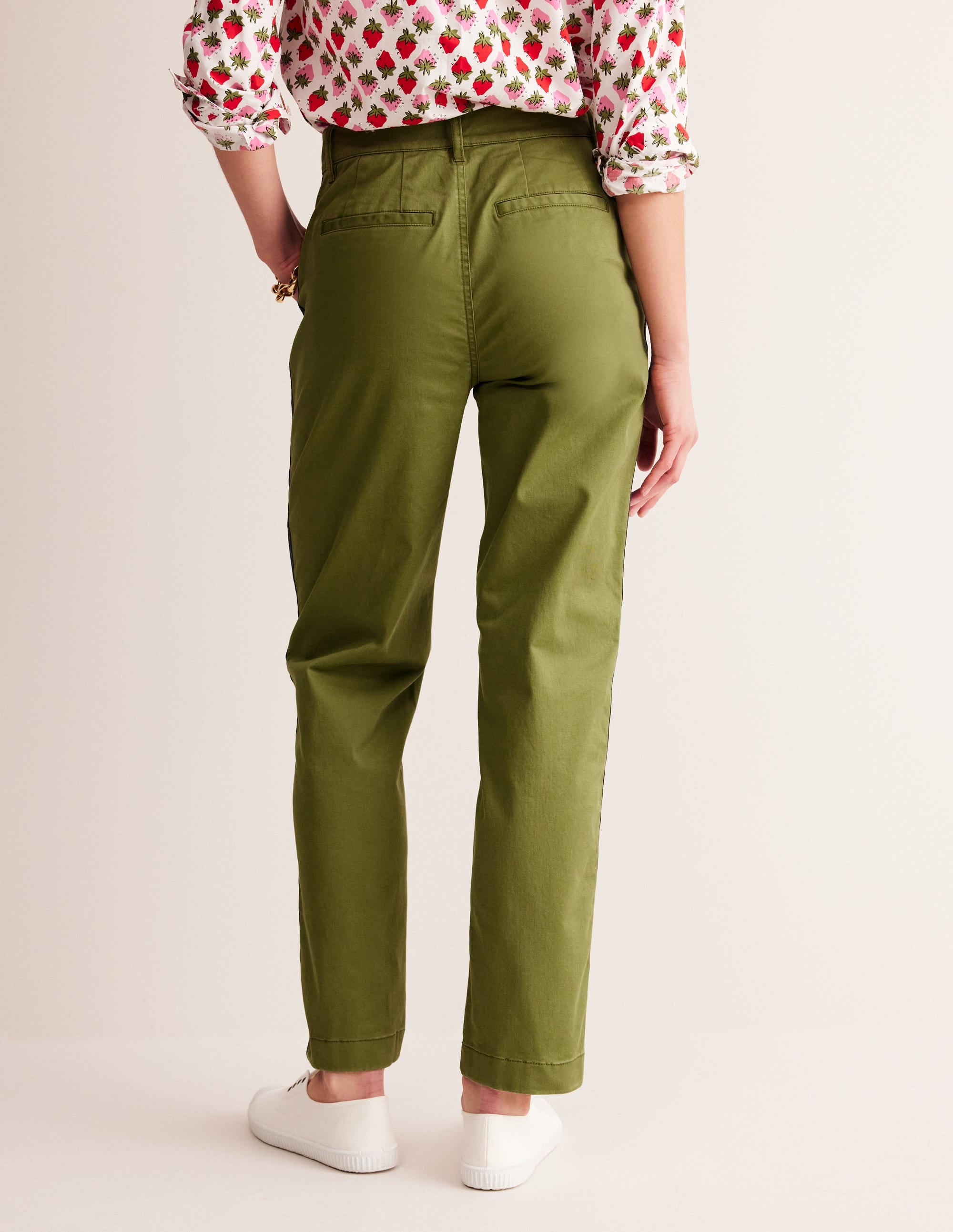 Barnsbury Men's Chino Pants - Khaki & Navy with Side Stripe | Comfortable Casual Dress Pants for Office, Travel & Everyday Wear